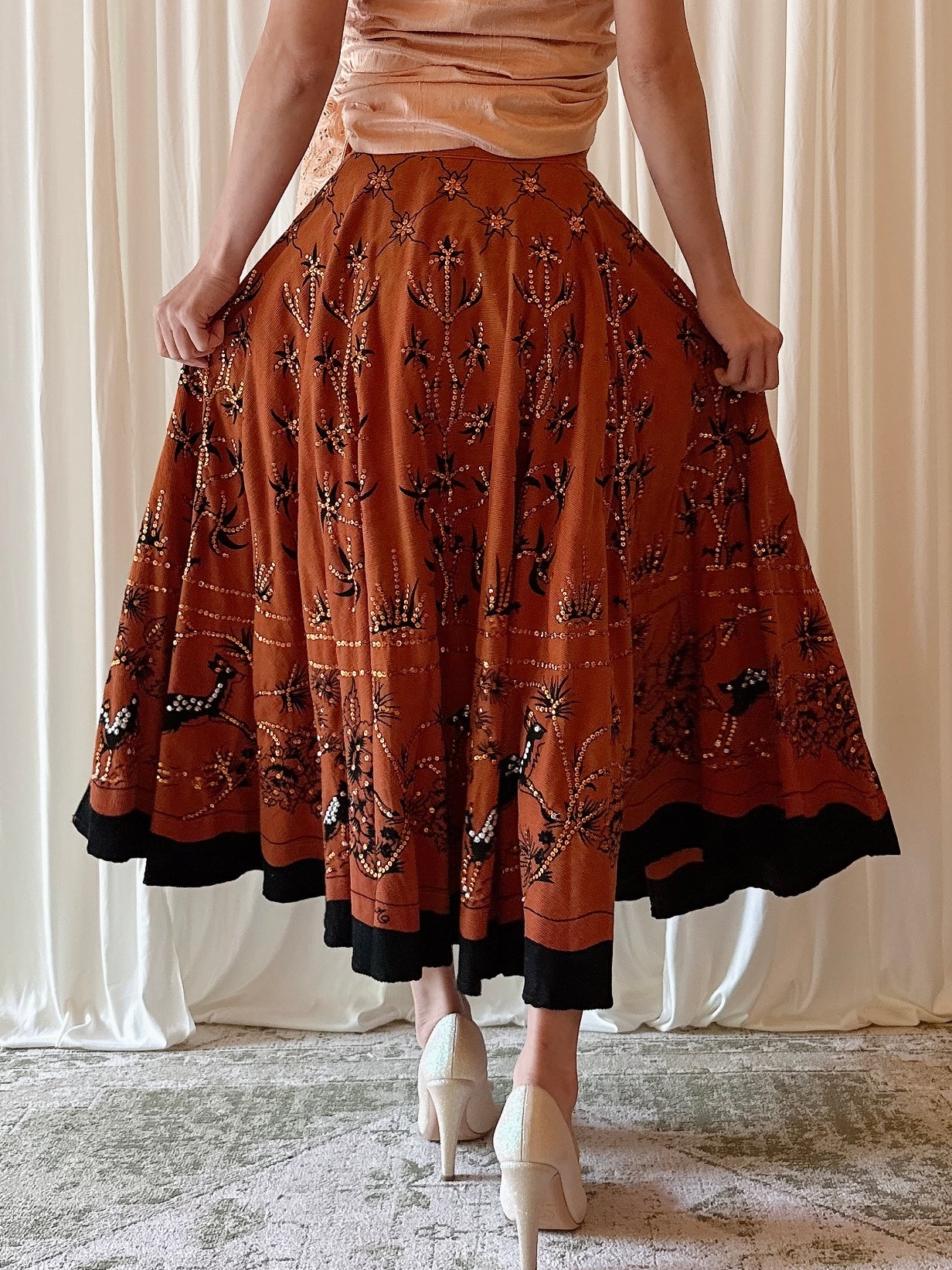 Vintage Monica Paris Copper Skirt - M
