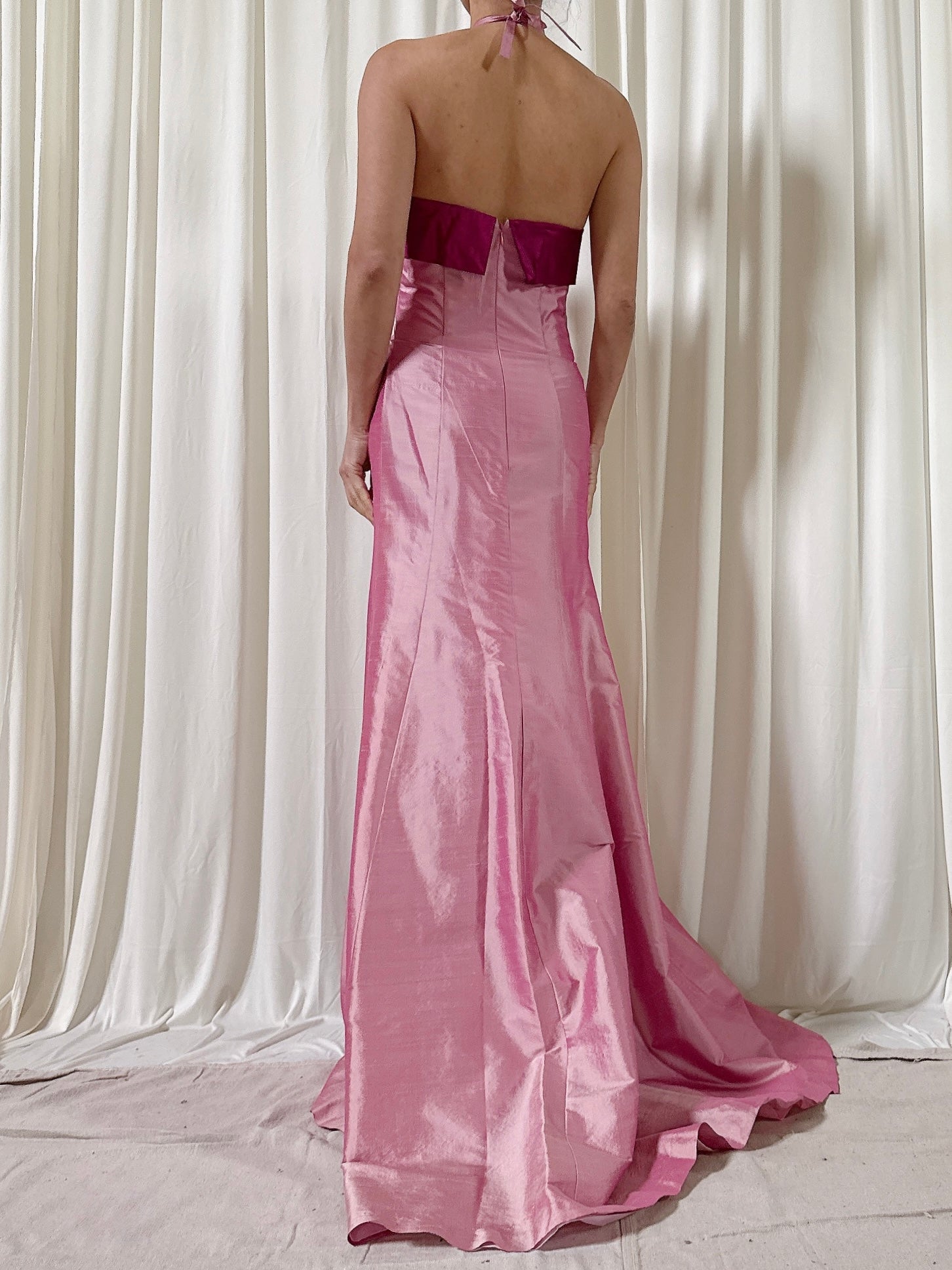 Vintage Clairmodel Pink Tafetta Dress - Size 44