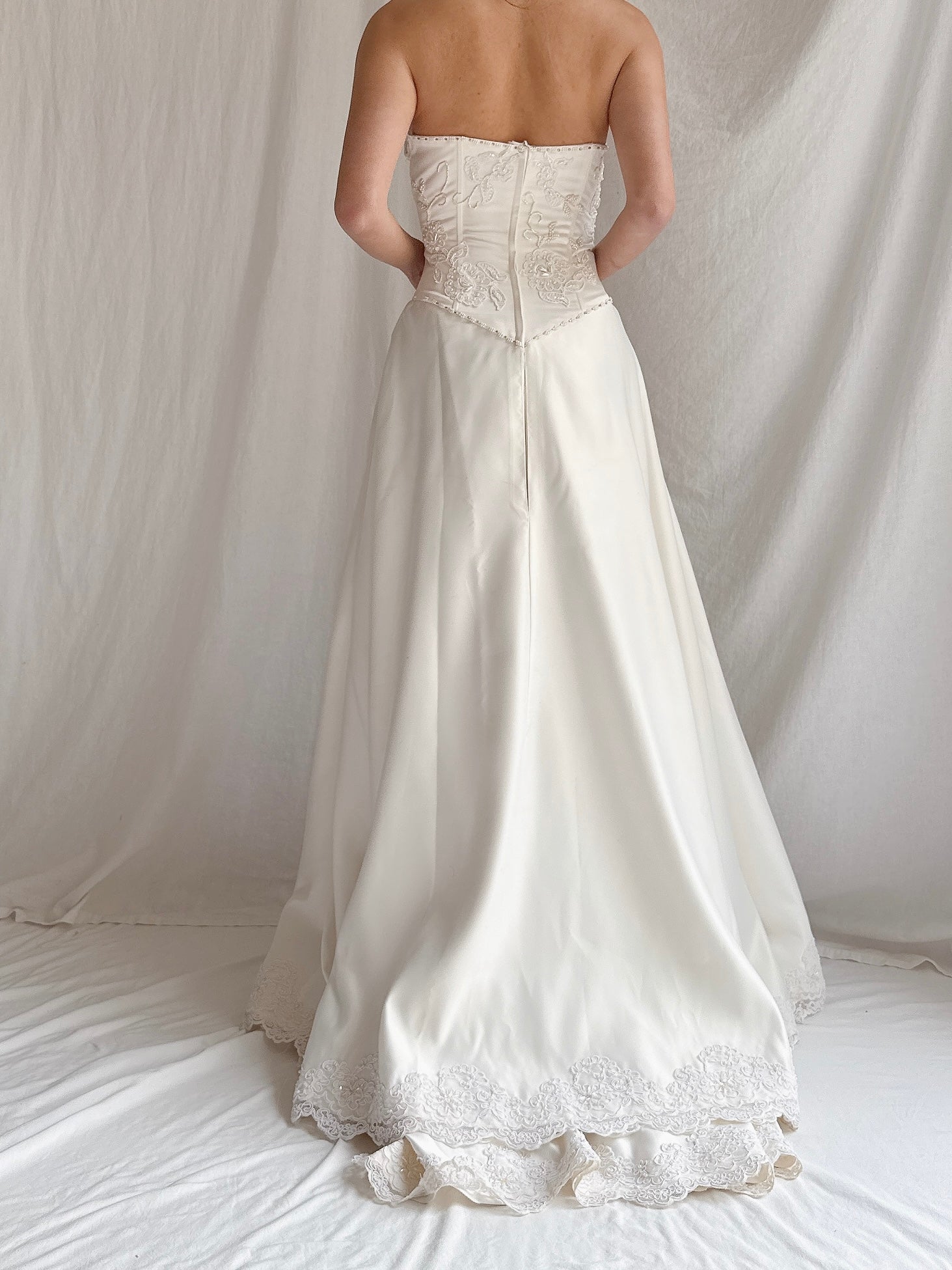 Vintage Embelished Basque Waist Gown - S