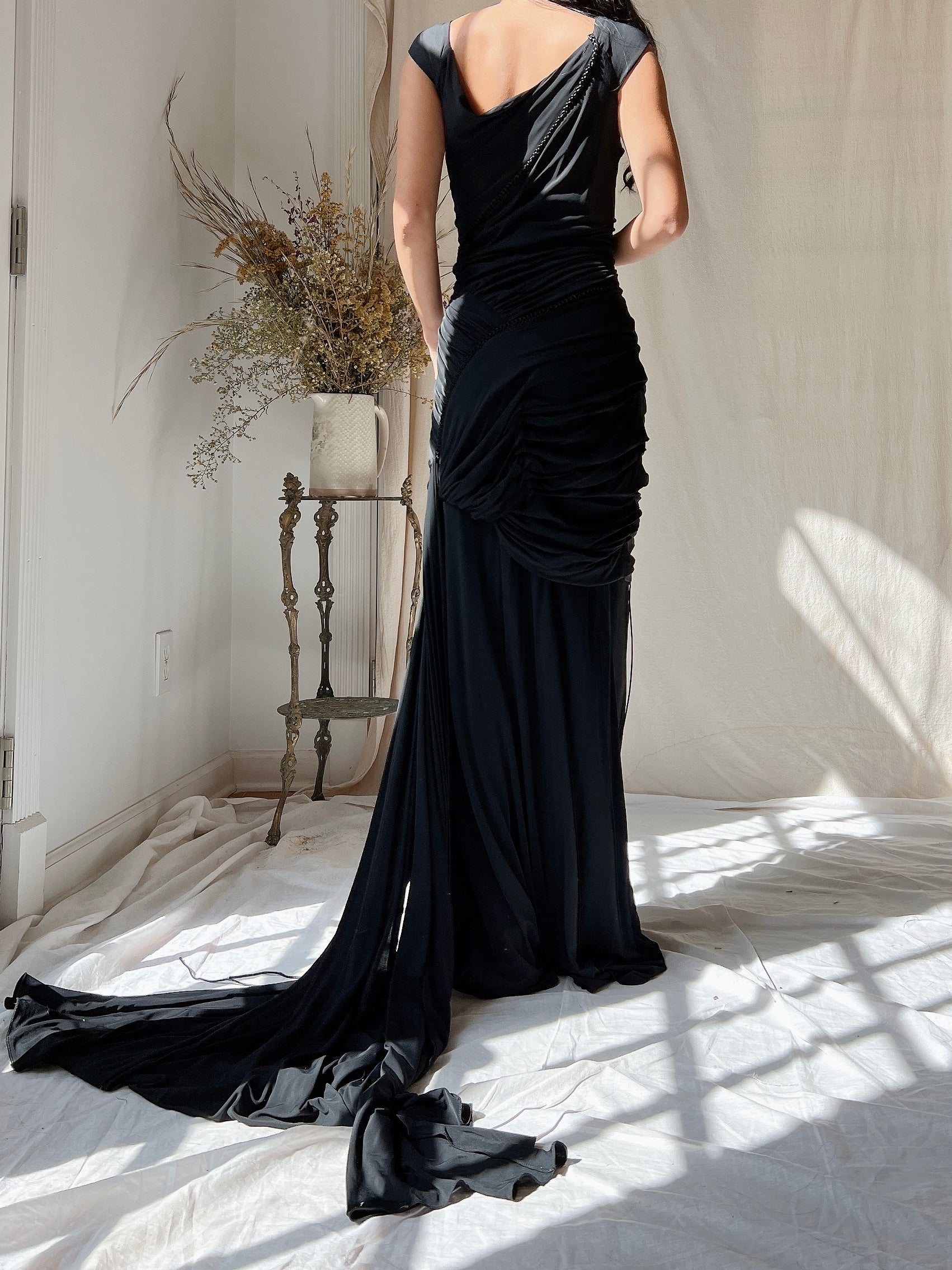 Vintage Donna Karan Jersey Ruched Dress - S-M