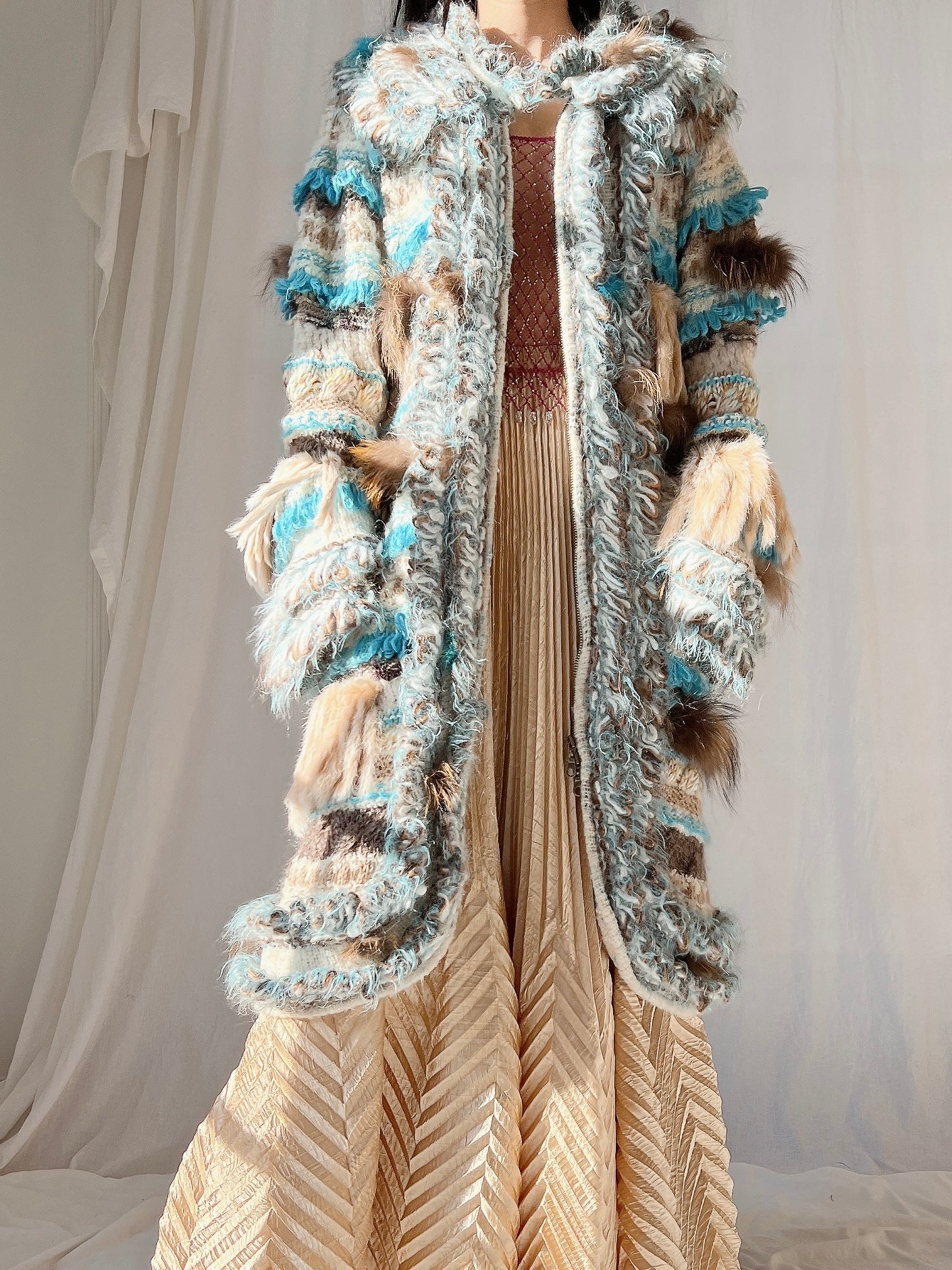 Vintage Italian Mohair and Fur Duster - OSFM