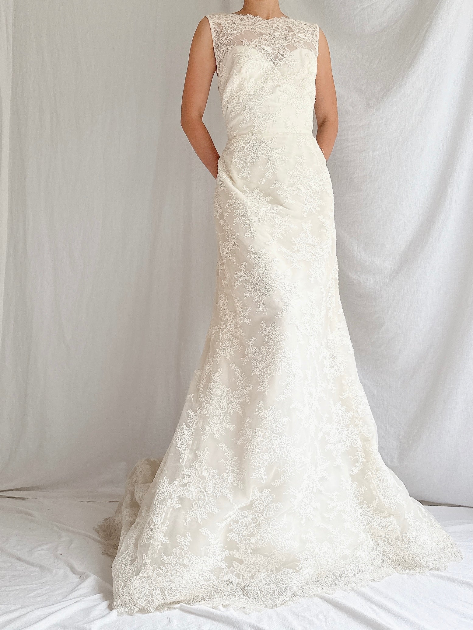 Vintage Liancarlo Couture Silk and Lace Bateau Neckline Gown - S/6