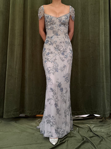 1990s Badgely Mischka Couture Silk Gown - Size 4 - 33B/26W/55L