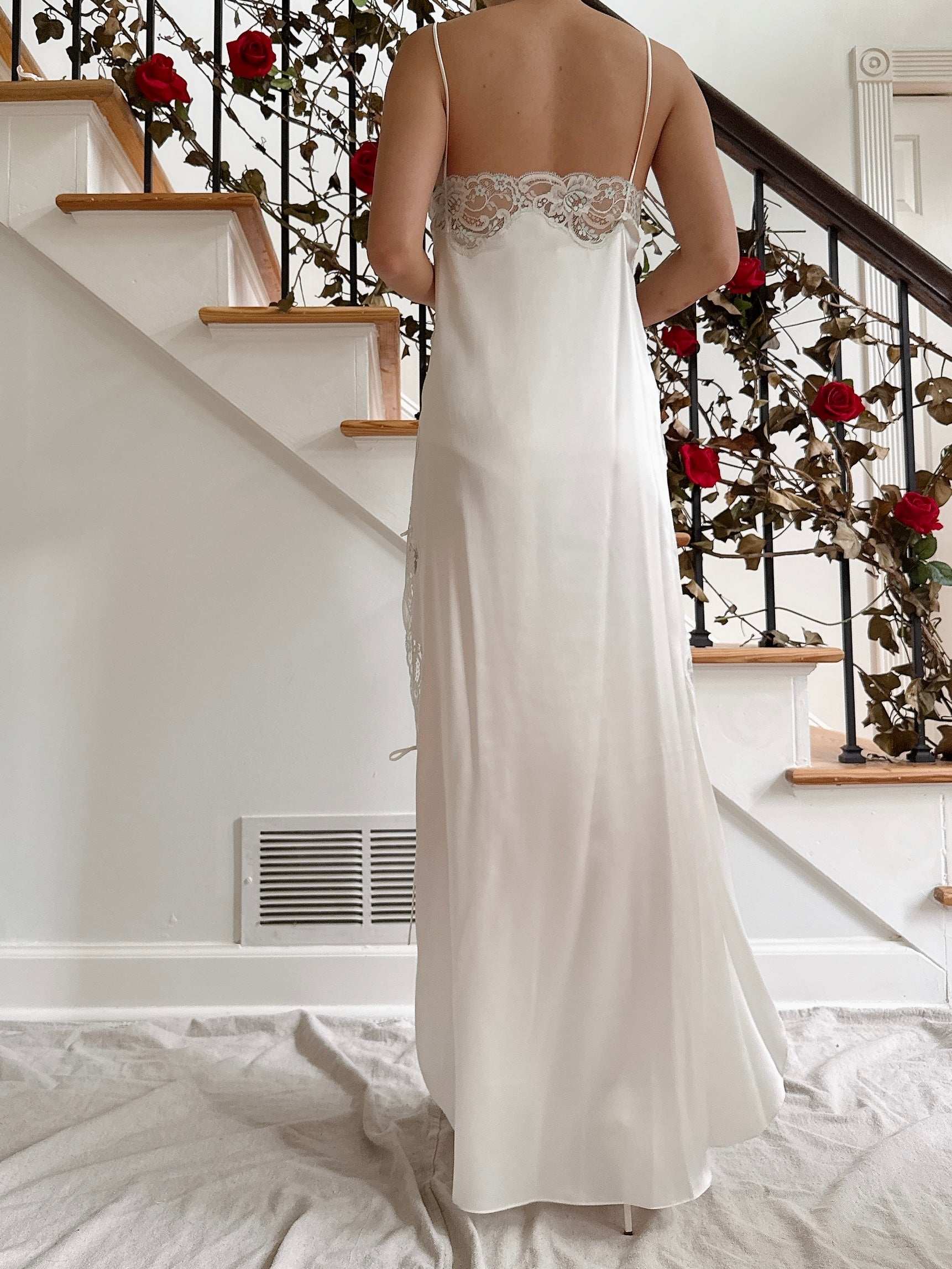 Vintage Vintage White Silk Slip - M