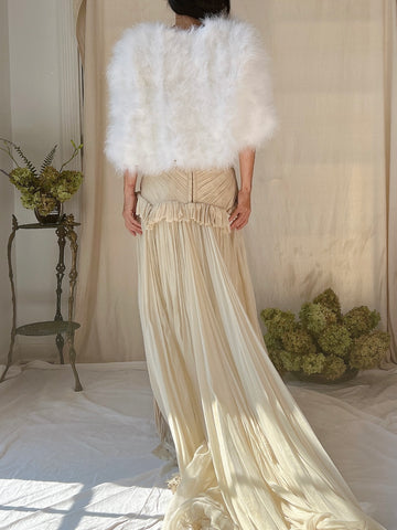 Vintage White Feather Jacket - S