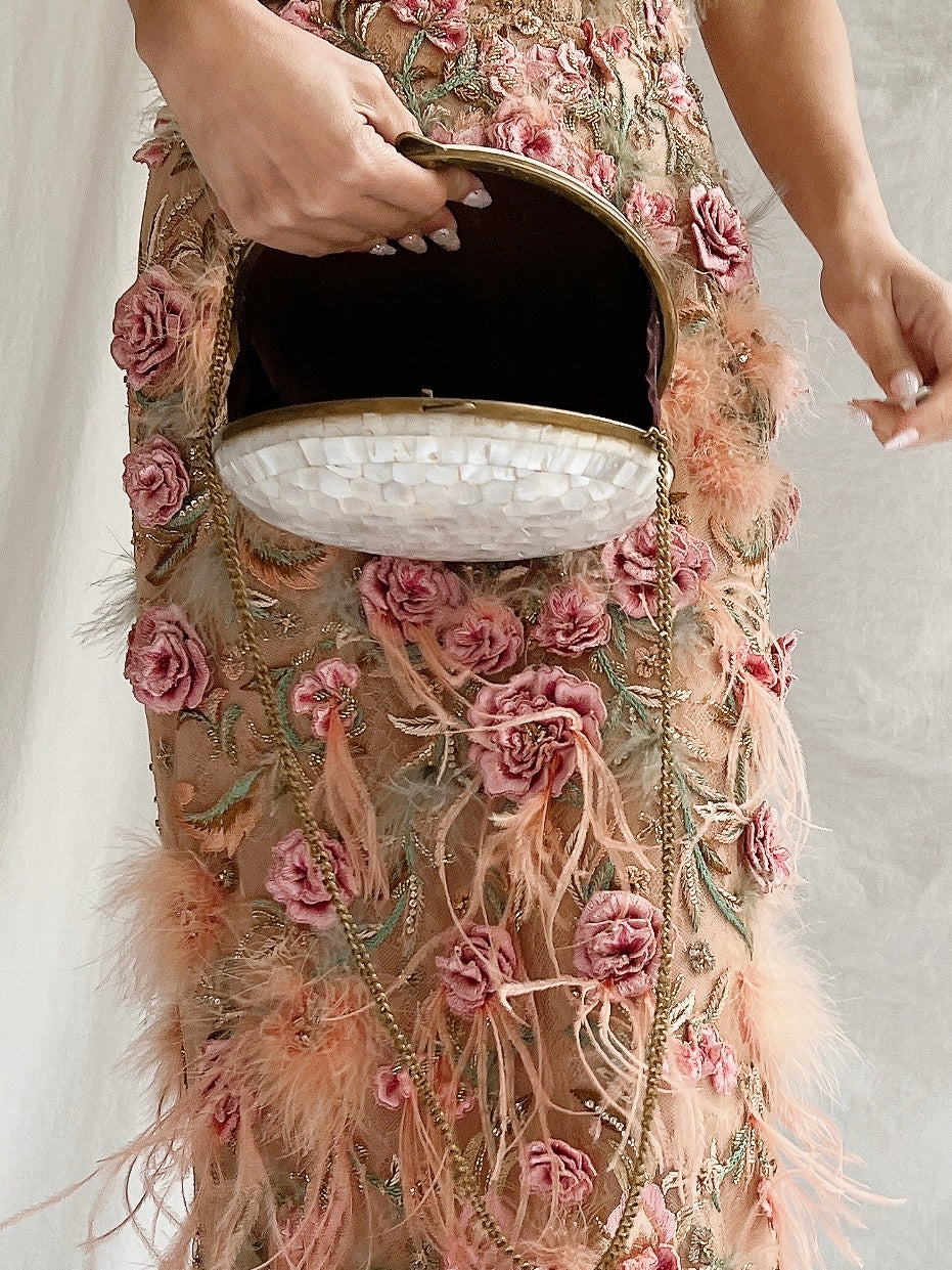 Vintage Mother-of-Pearl Ivory Inlaid Purse
