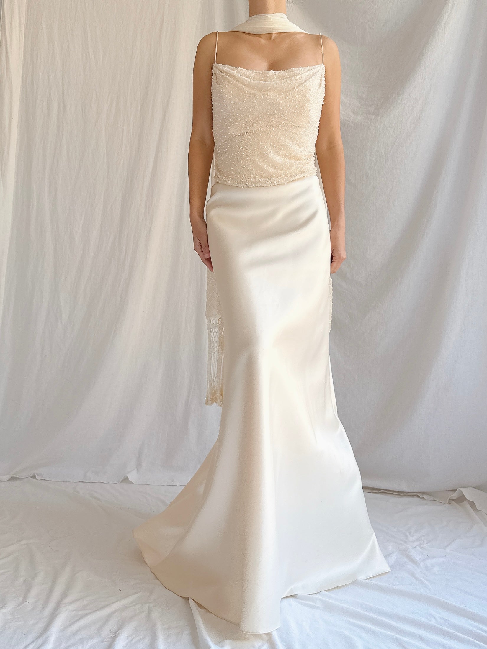 Vintage Silk/Satin Beaded Gown - M/8