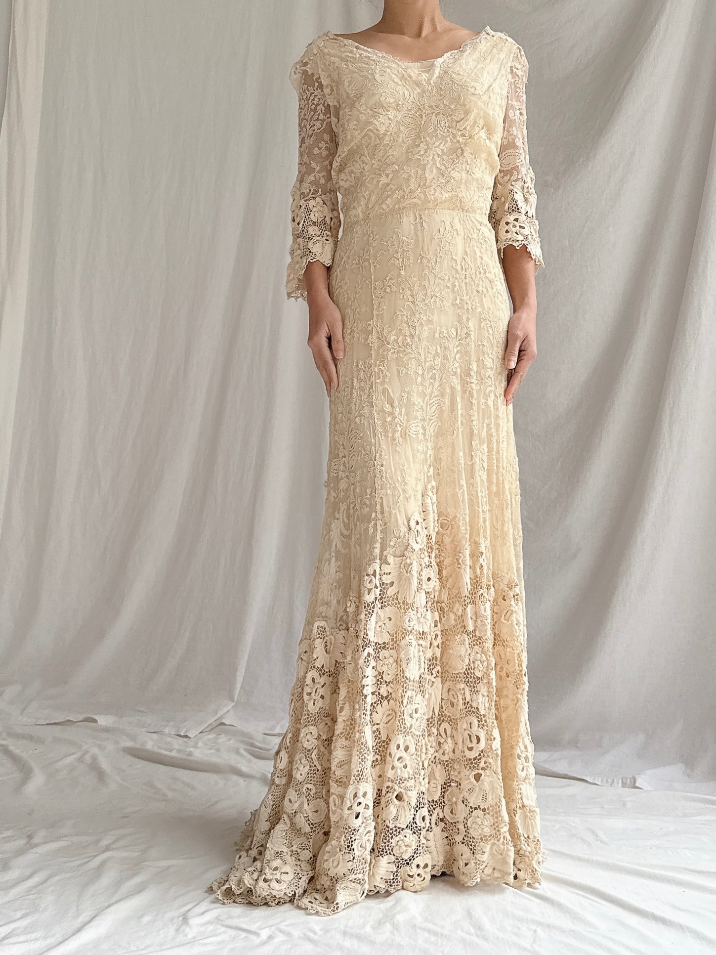 Antique French and Irish Lace Gown - XS