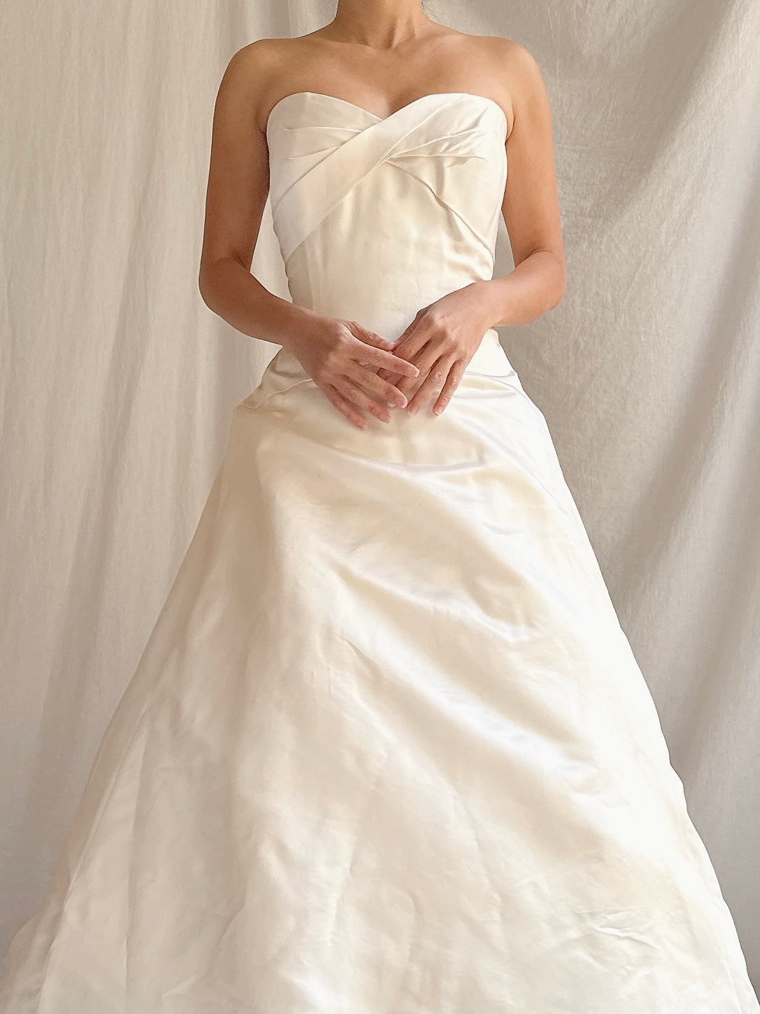 Vintage Monique Llhuilier Silk Strapless Gown - M/L 10