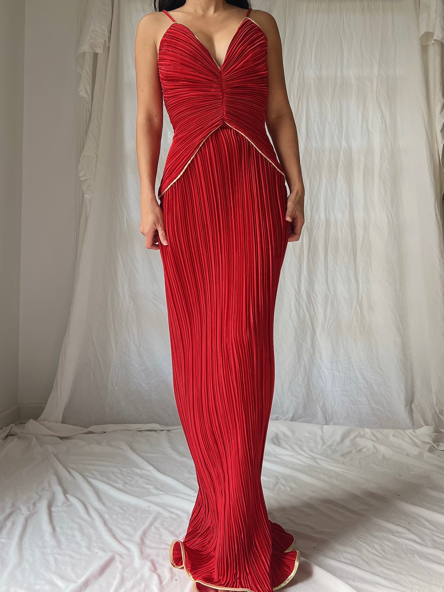 Vintage Micropleated Column Dress - S