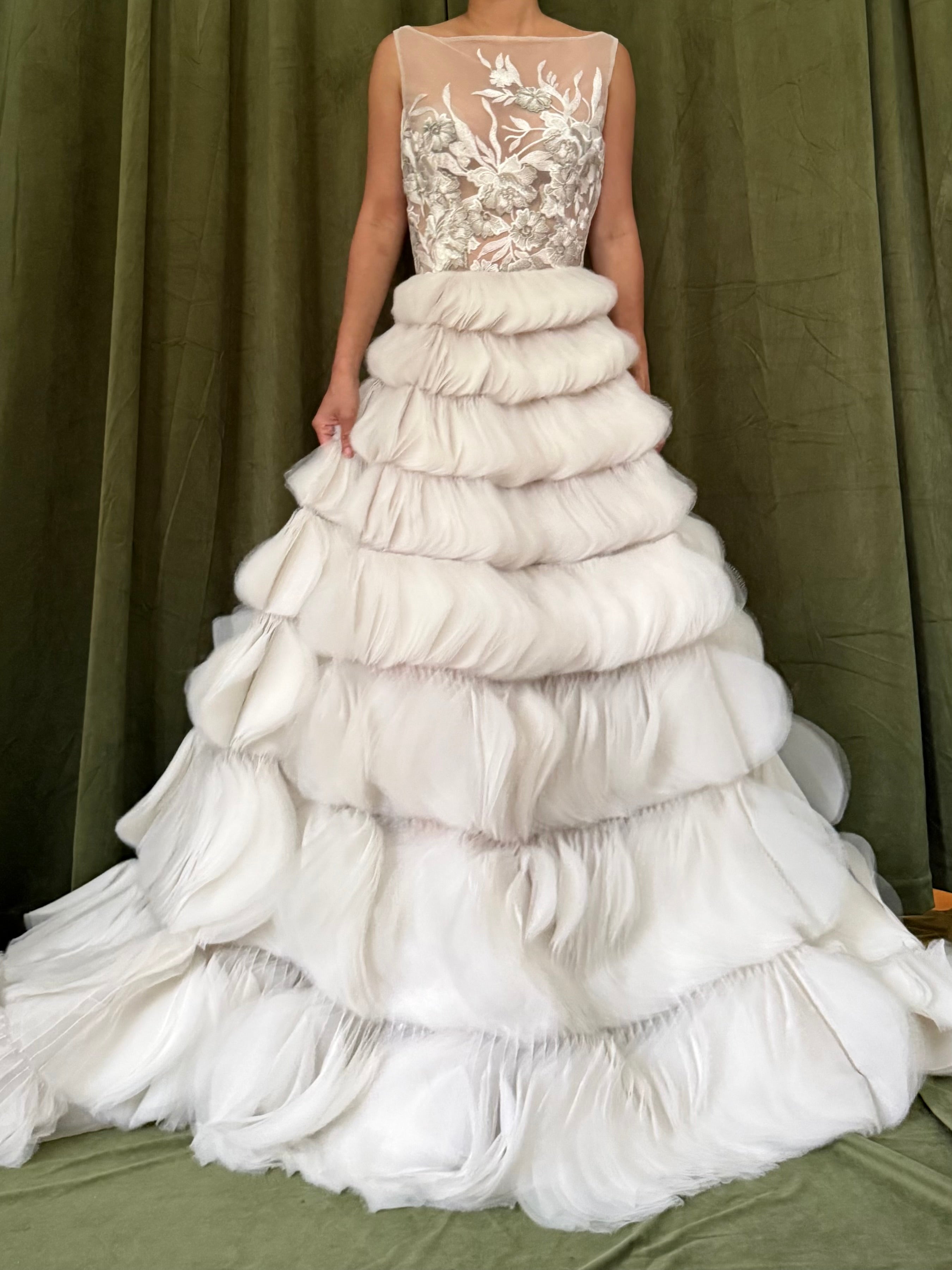 00 Lazaro Ruffled Petal Gown - XS/2