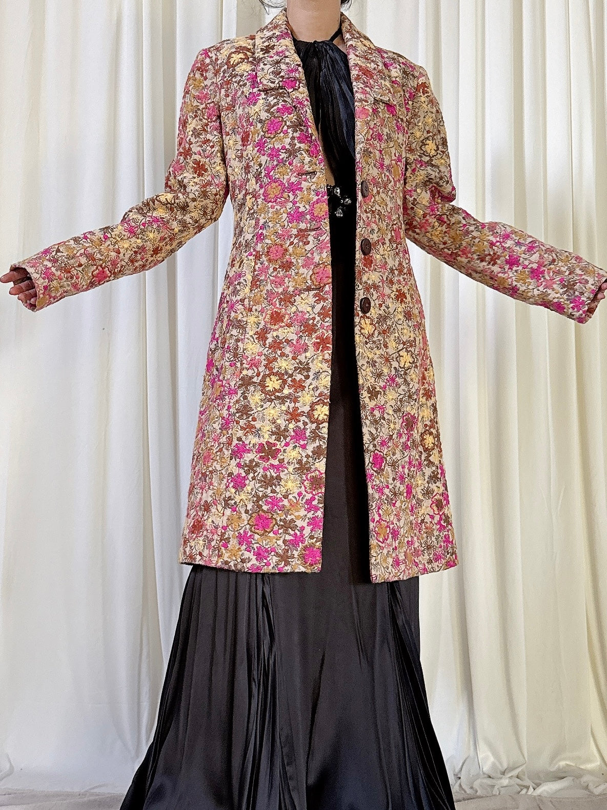 Vintage Tricot Chic Floral Jacket - Size 44