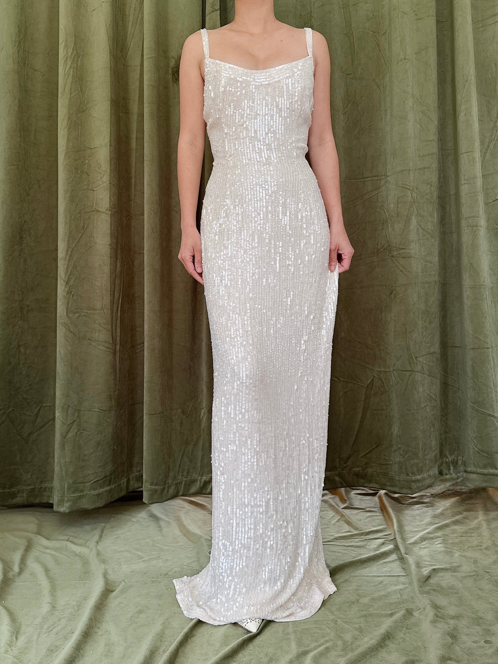 Vintage Silk Sequin Dress - Size 8