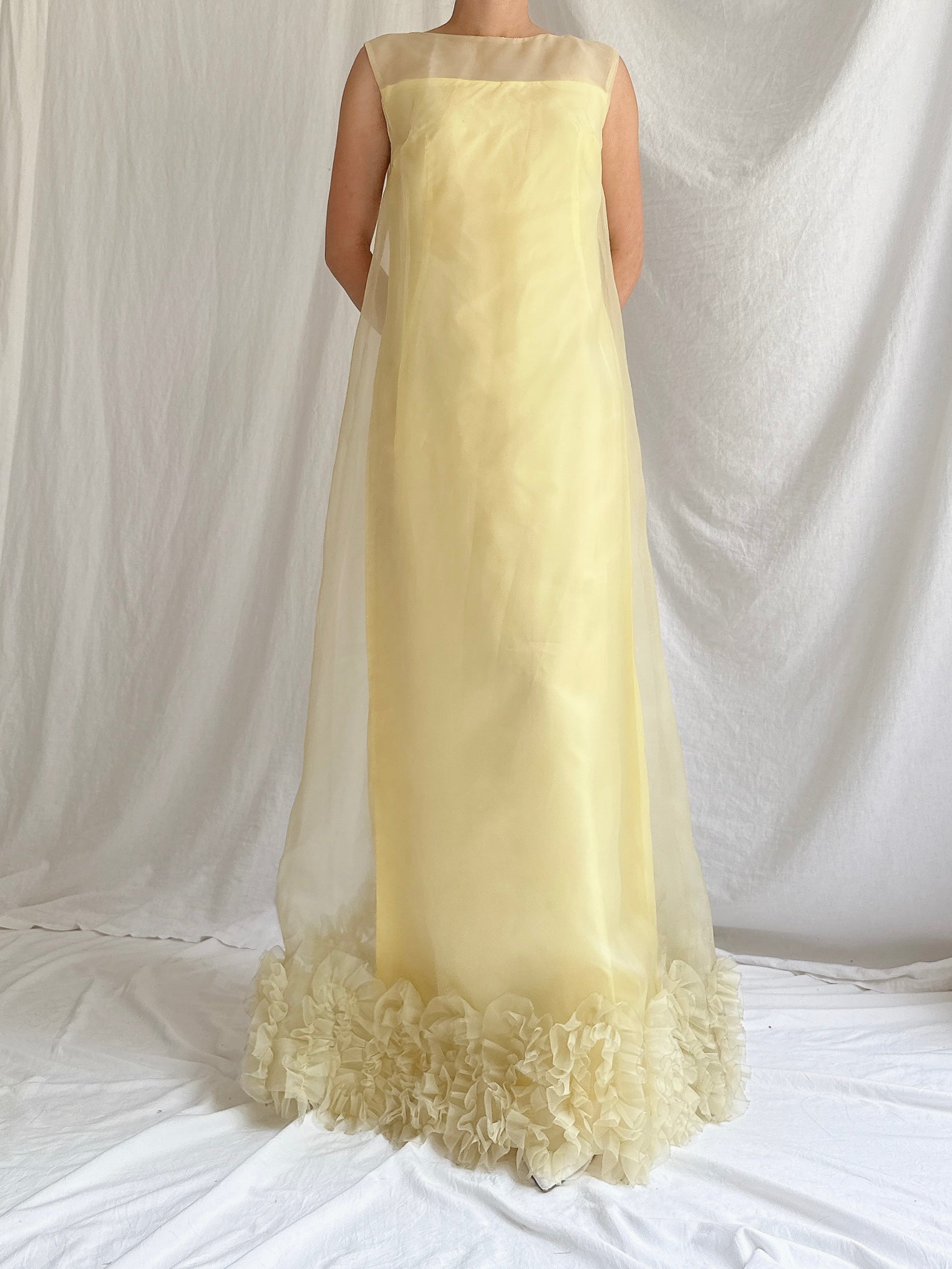 1960s Nylon Ruffle Gown - S