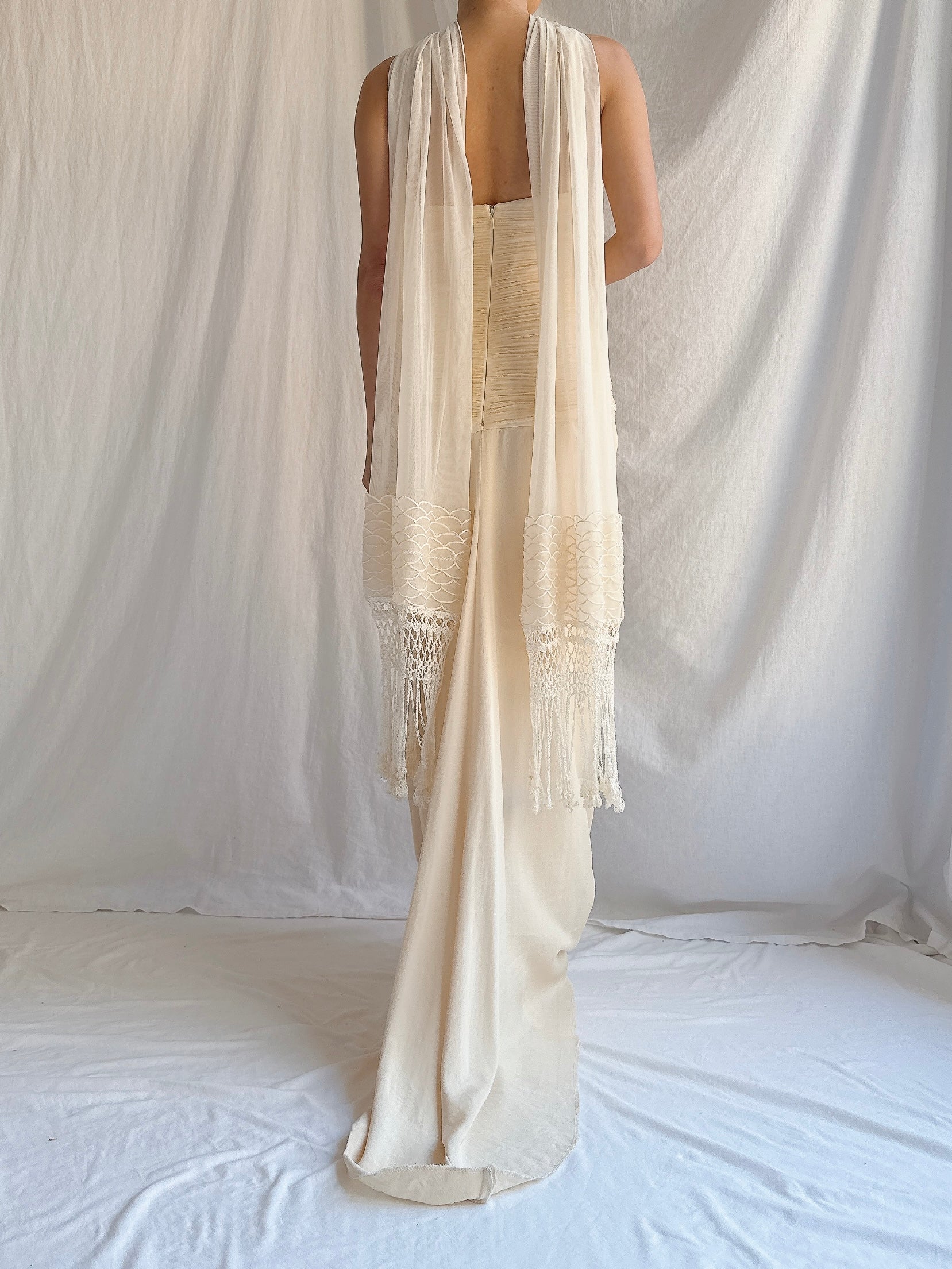 Vintage Silk Keyhole Dress - S/4/6