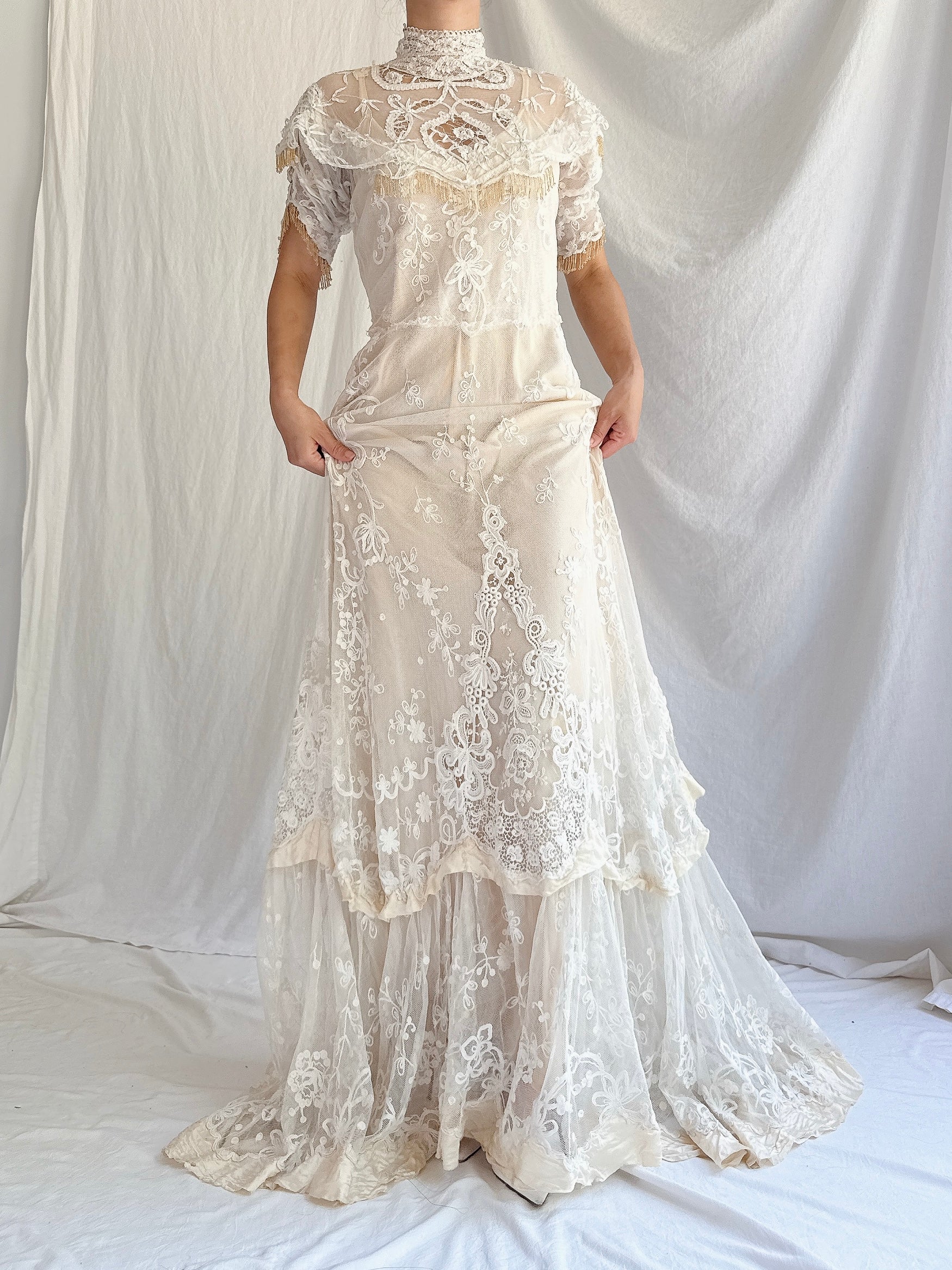 Antique Tambour Lace Gown - XS