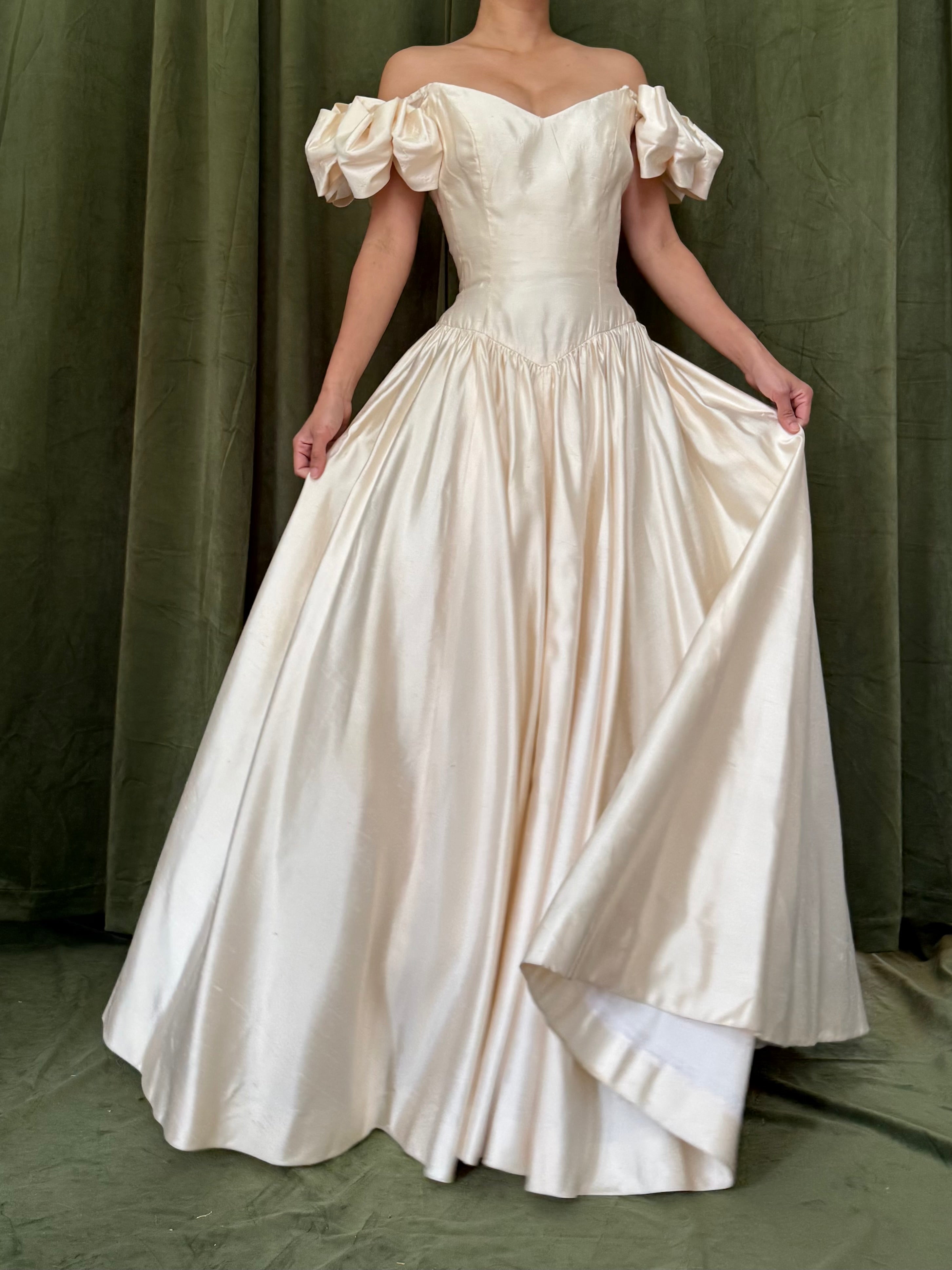 1990s Lazaro Silk Basque Waist Gown - XS