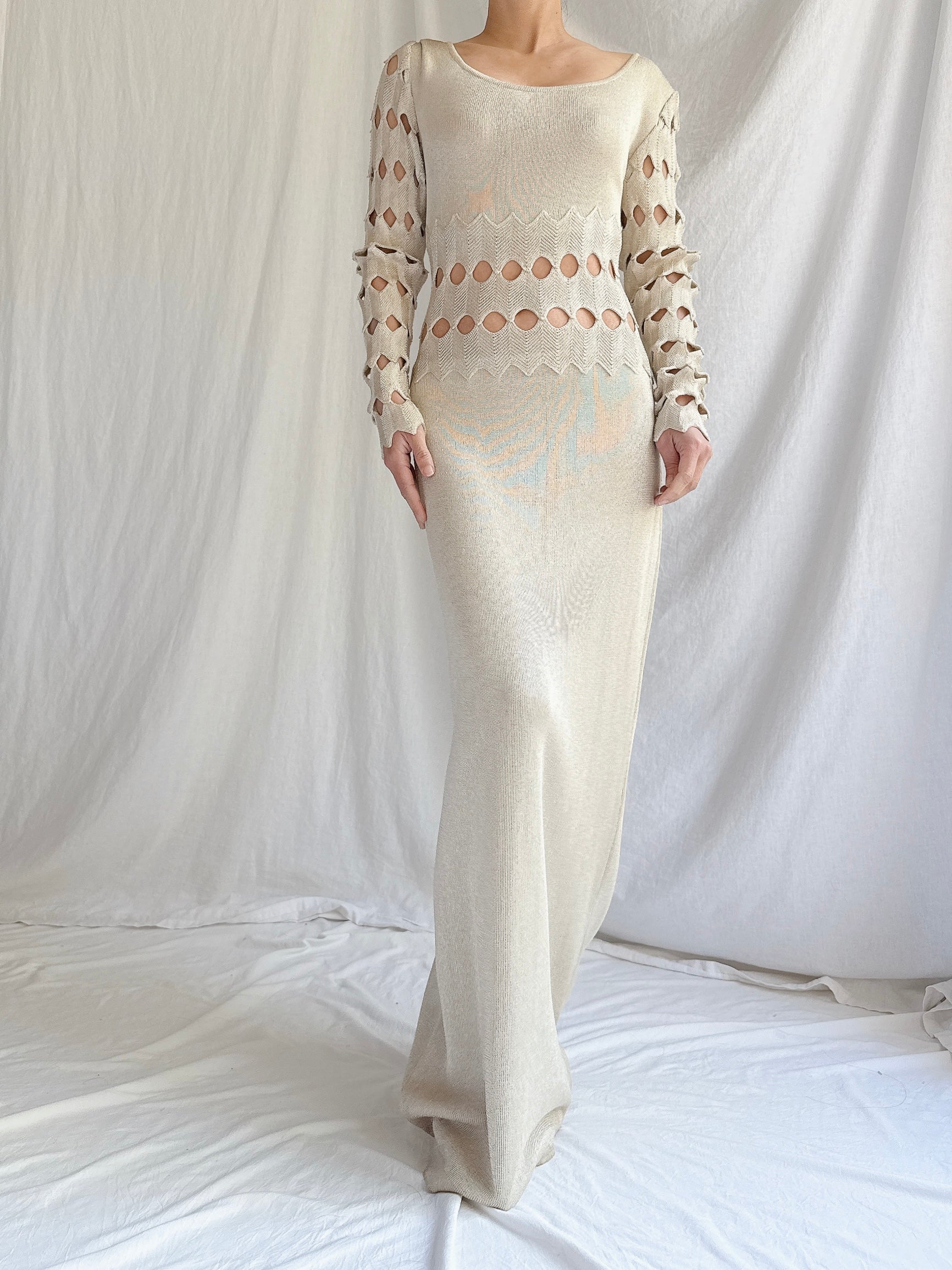 Vintage Nora Attalai Italy Knit Cutout Gown - S-M