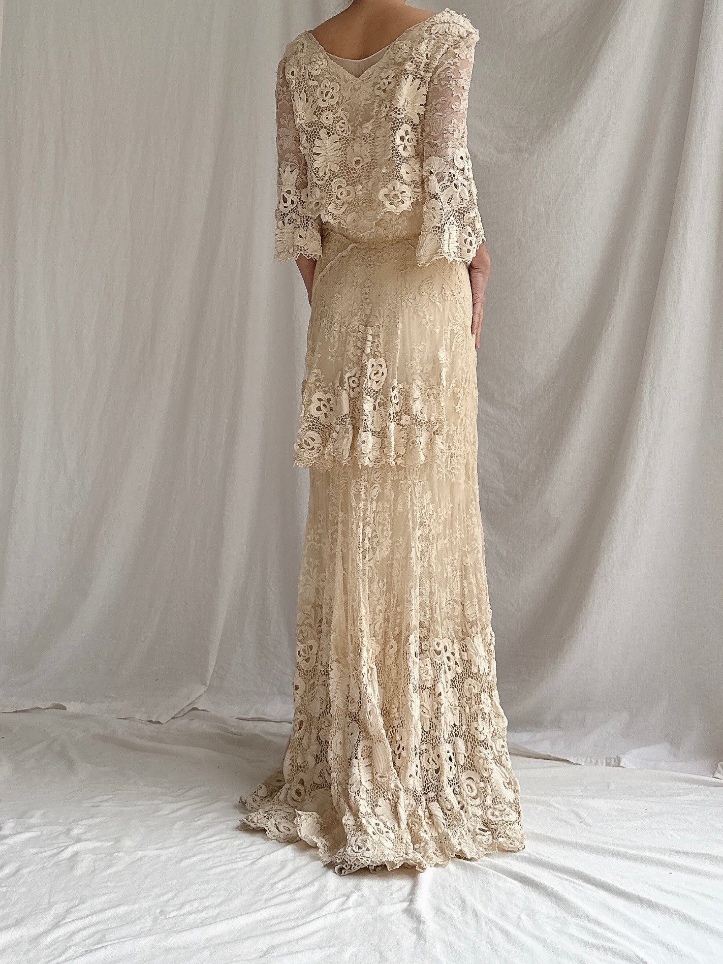 Antique French and Irish Lace Gown - XS