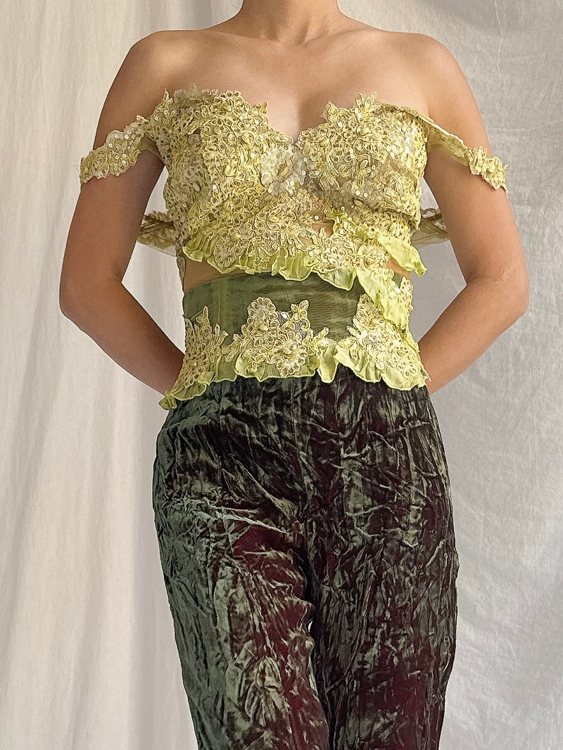 Vintage Sheer Embellished Top - M