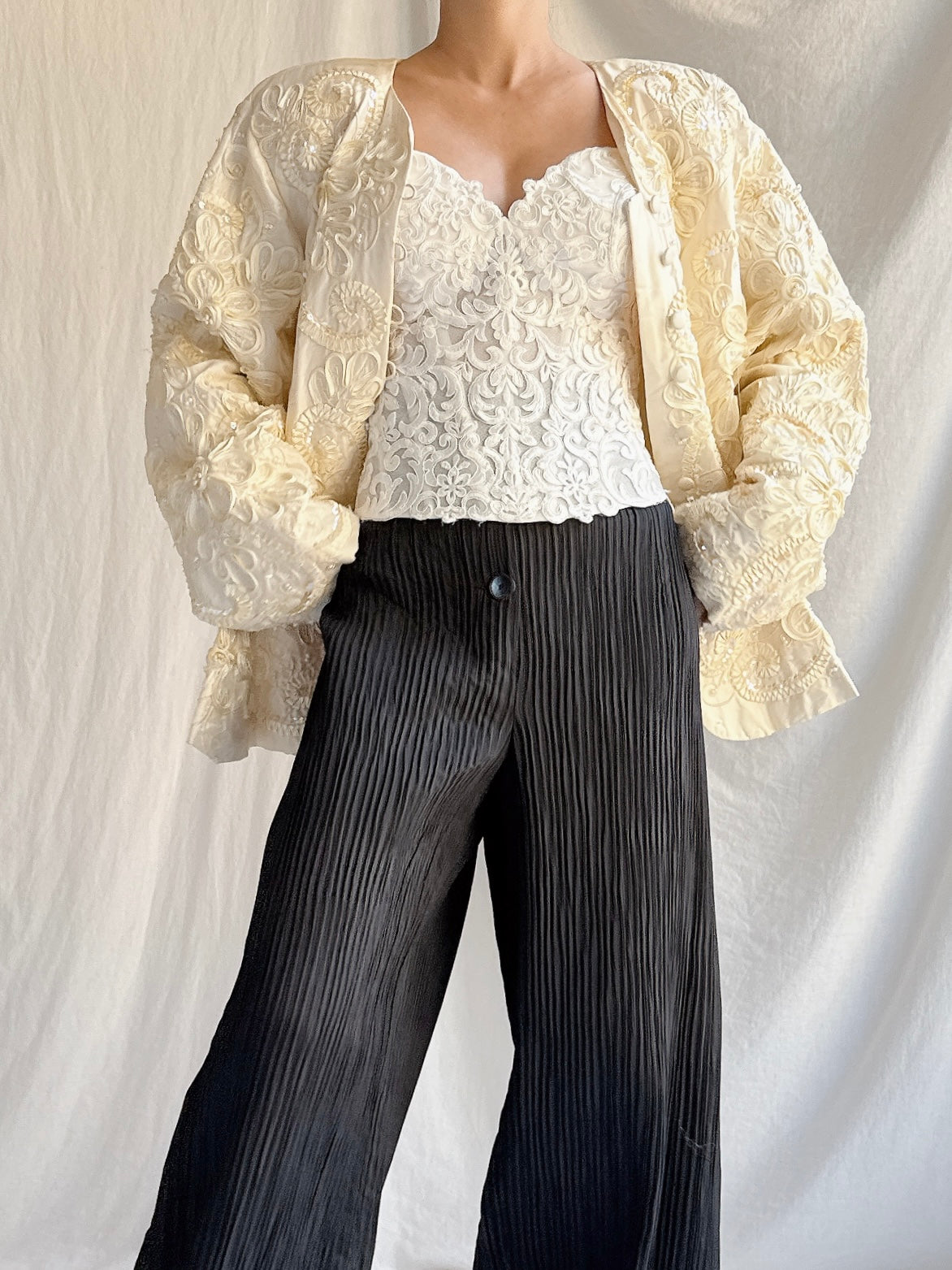 Vintage Fayaz Silk Embroidered Jacket - M