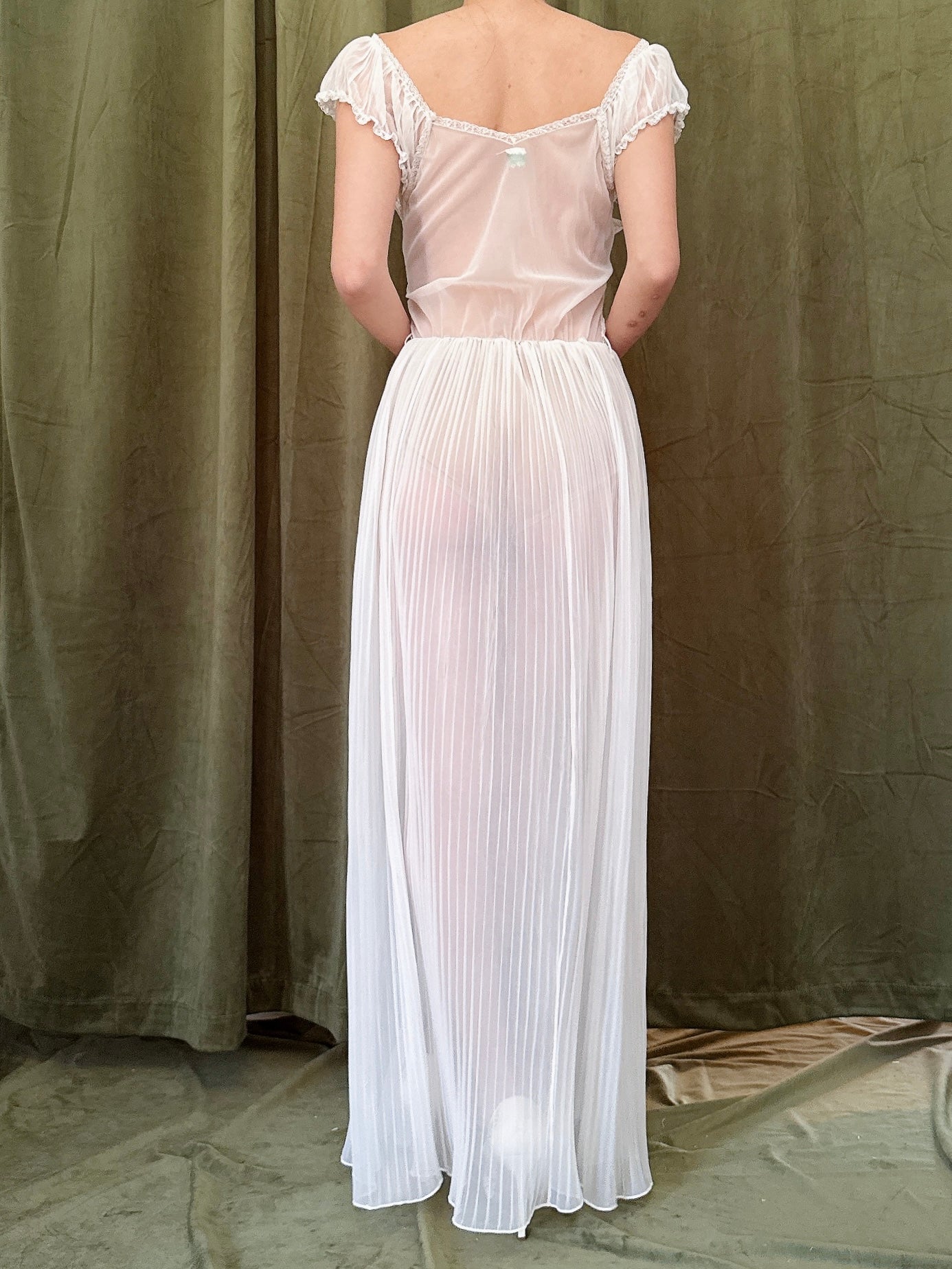 1950s Crystal Pleated Slip Dress - S