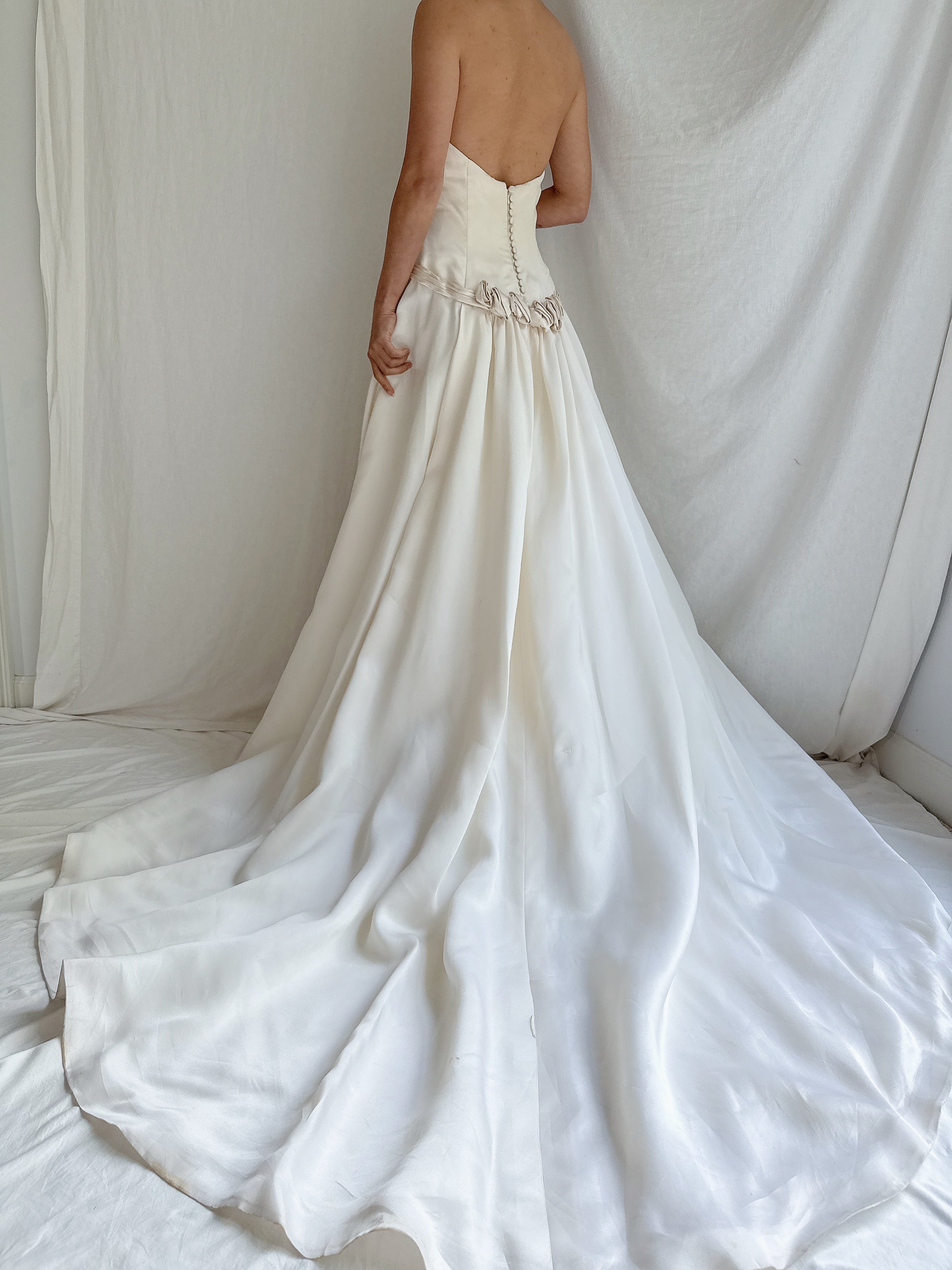 1990s Amsale Silk Organza Gown - S/4