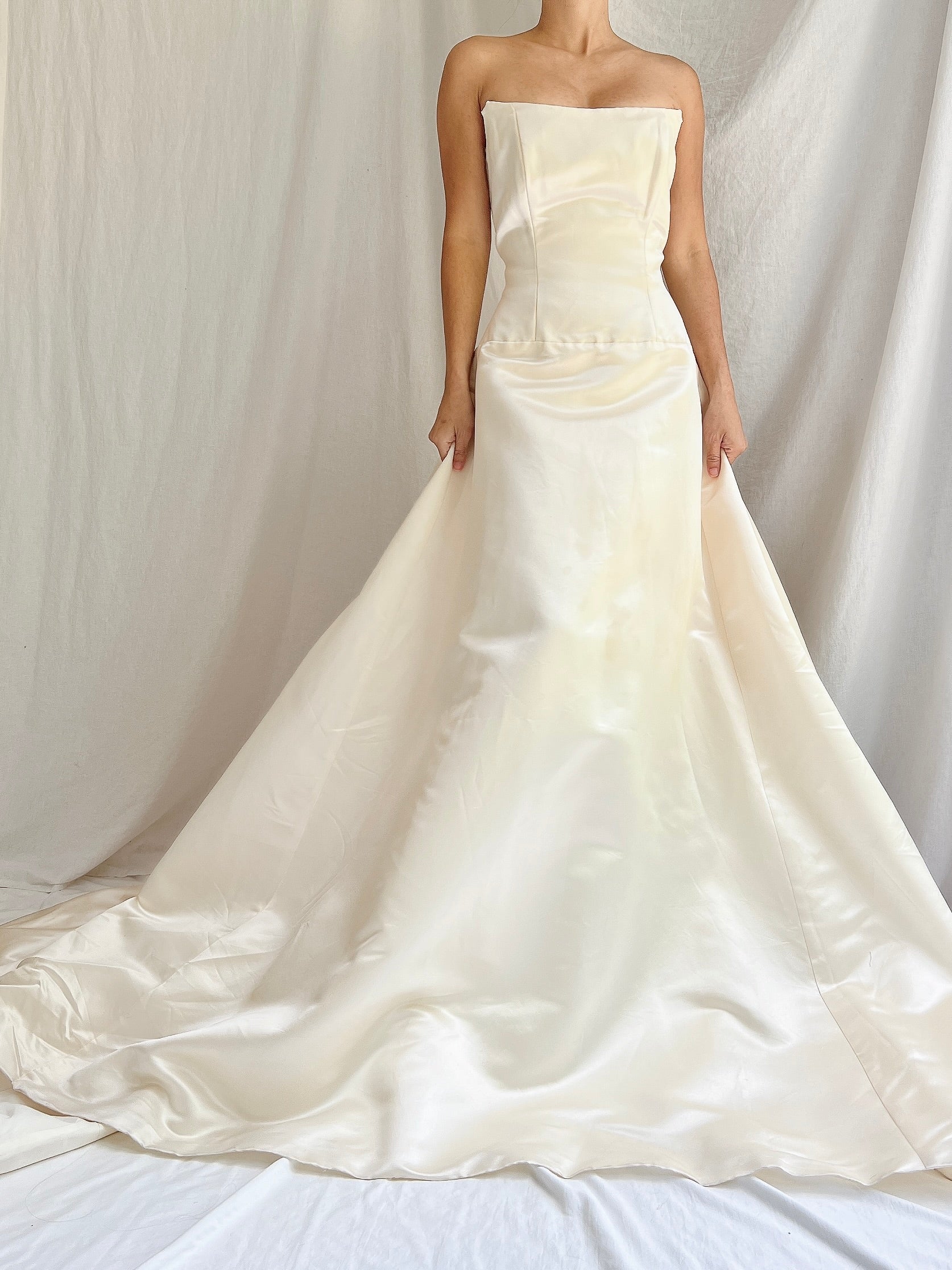 1990s Angelina Couture Silk Dropped Waist Gown - S/4