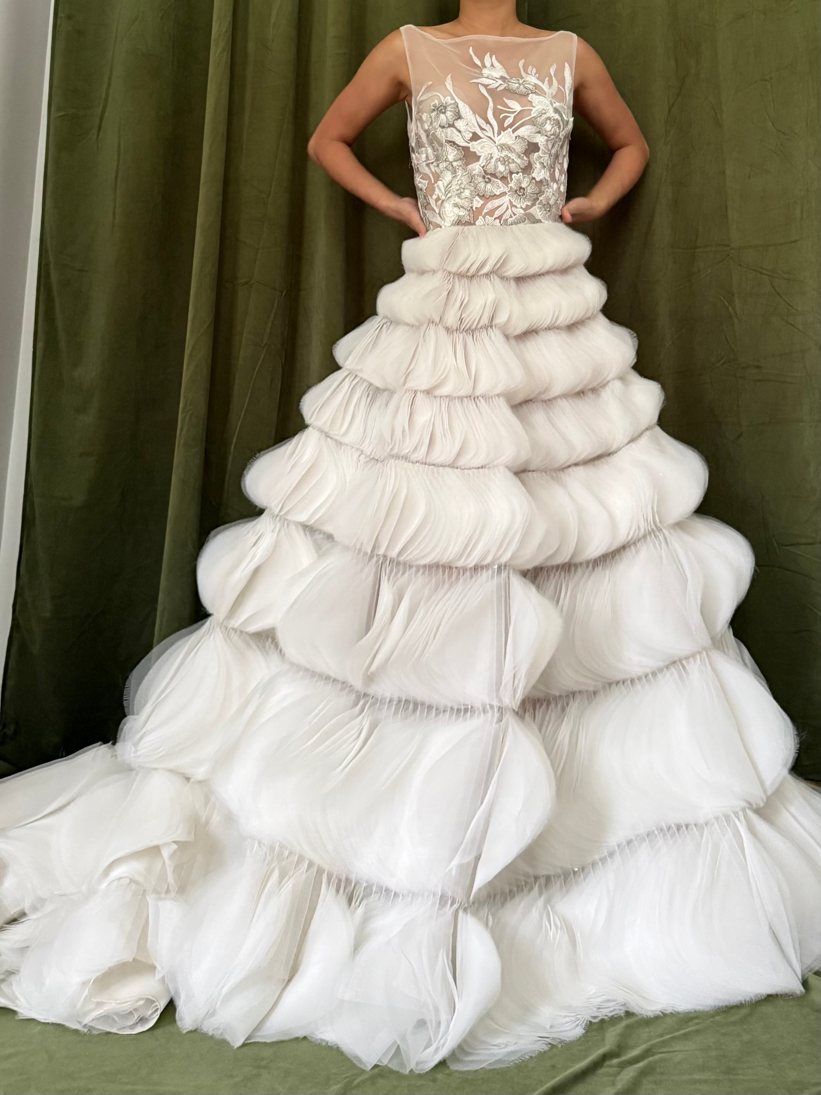 00 Lazaro Ruffled Petal Gown - XS/2