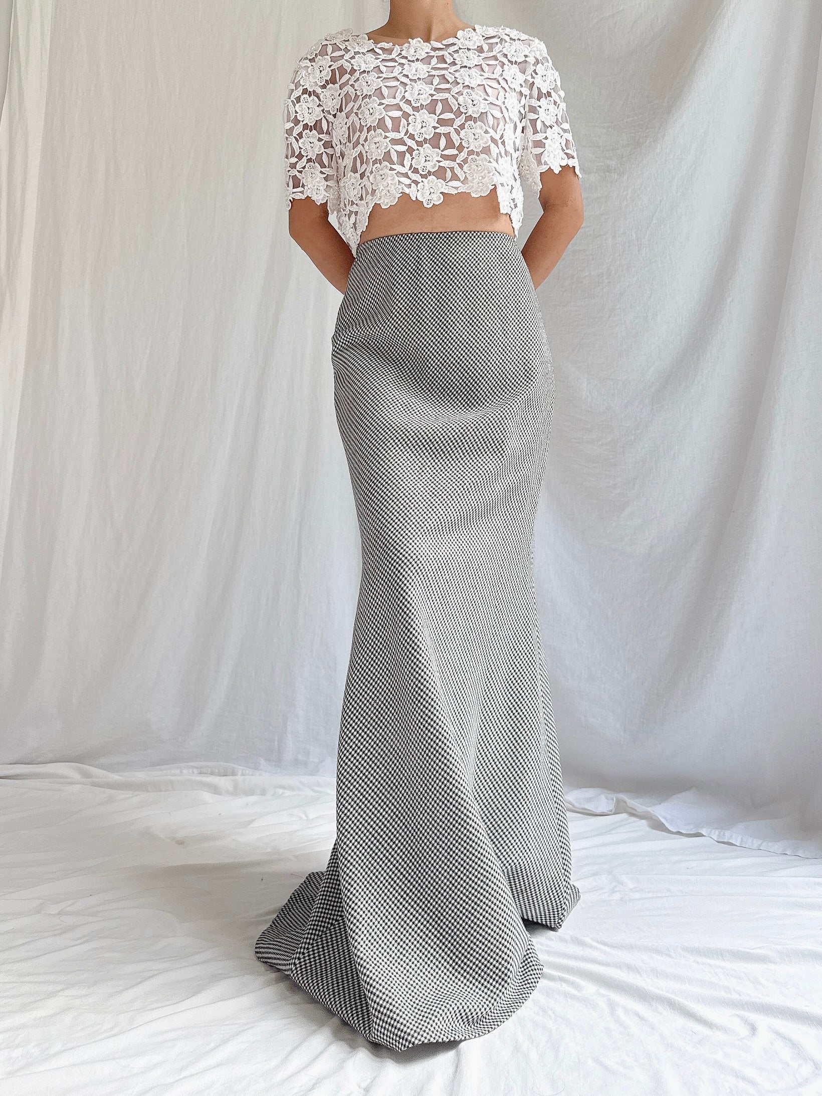 Vintage Kyoko Higa Japan Houndstooth Skirt - FR 40