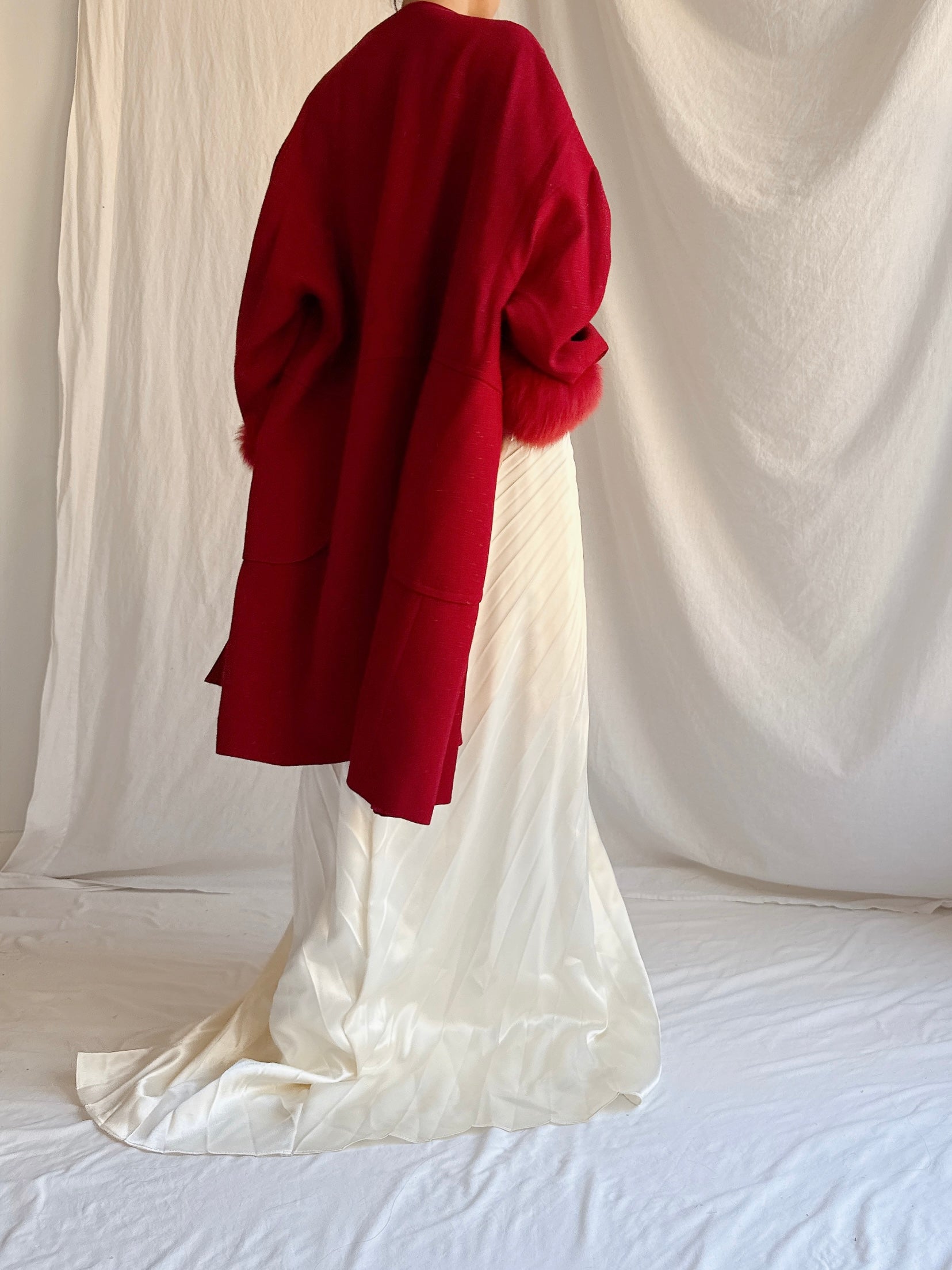 Vintage Wool Fox Fur Coat - M