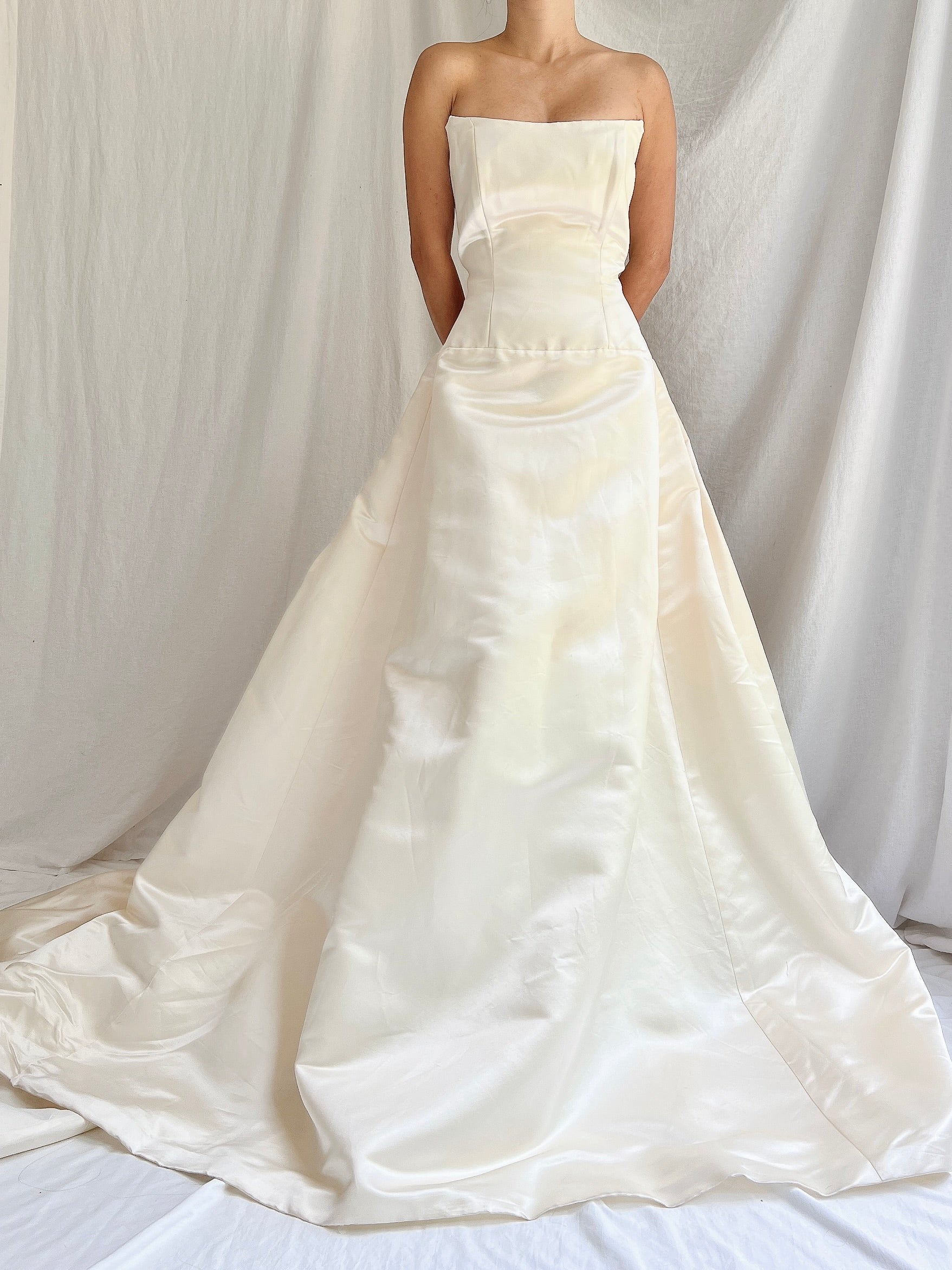 1990s Angelina Couture Silk Dropped Waist Gown - S/4