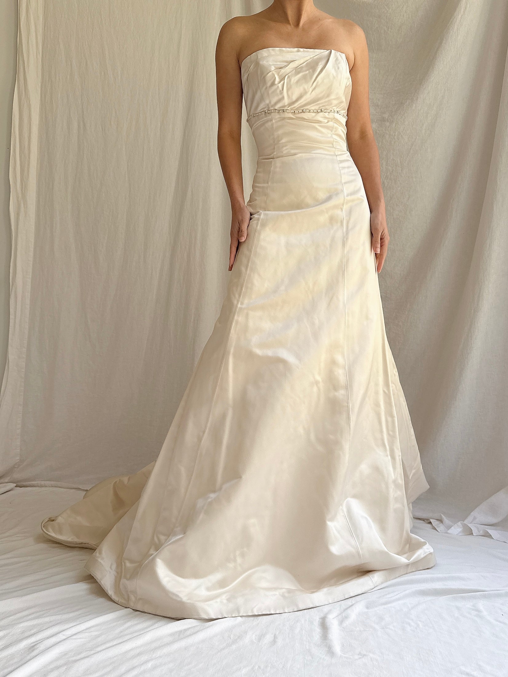 Vintage Strapless Silk Gown - M UK 12