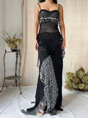 Vintage Handmade Crochet Gown - S