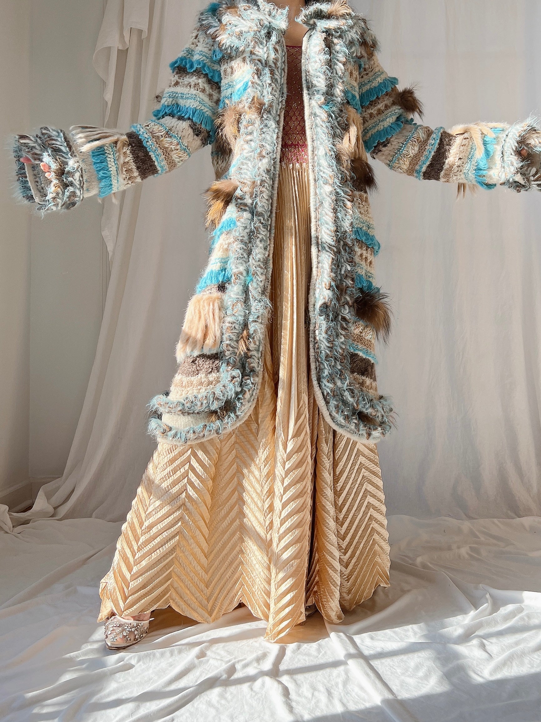 Vintage Italian Mohair and Fur Duster - OSFM