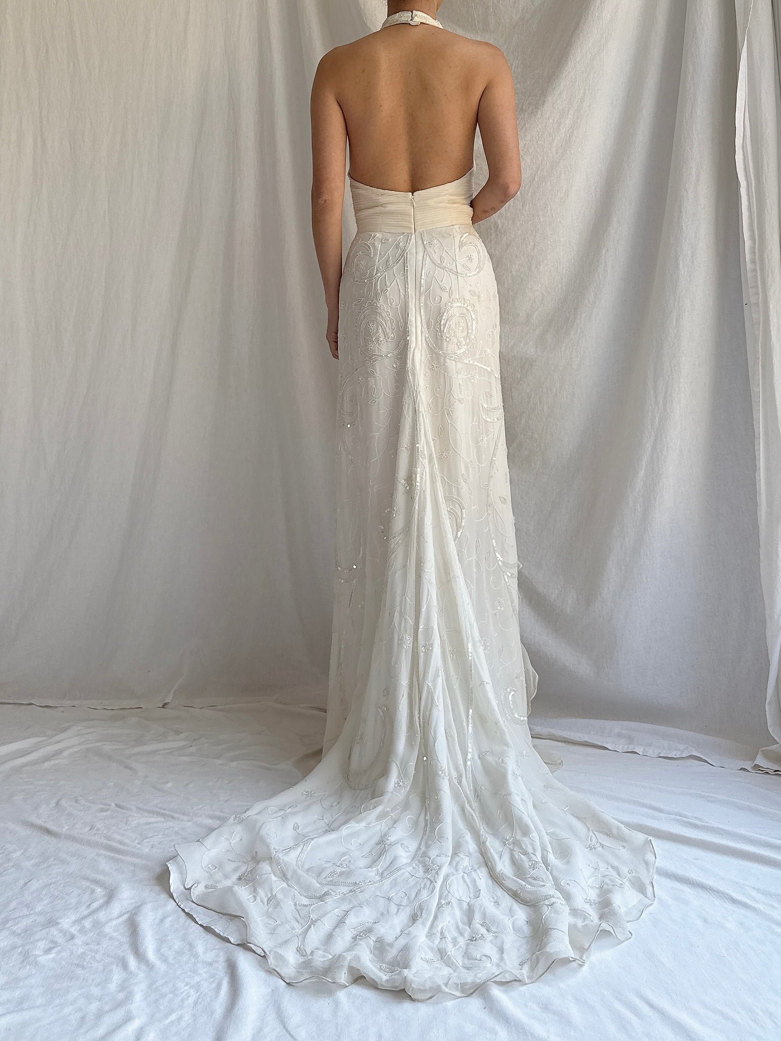 Vintage Silk Ruffle Gown - XS