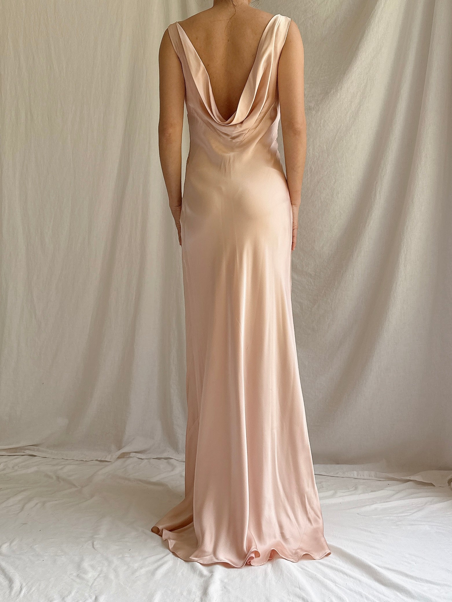 Vintage Pink Silk Slip Dress - S