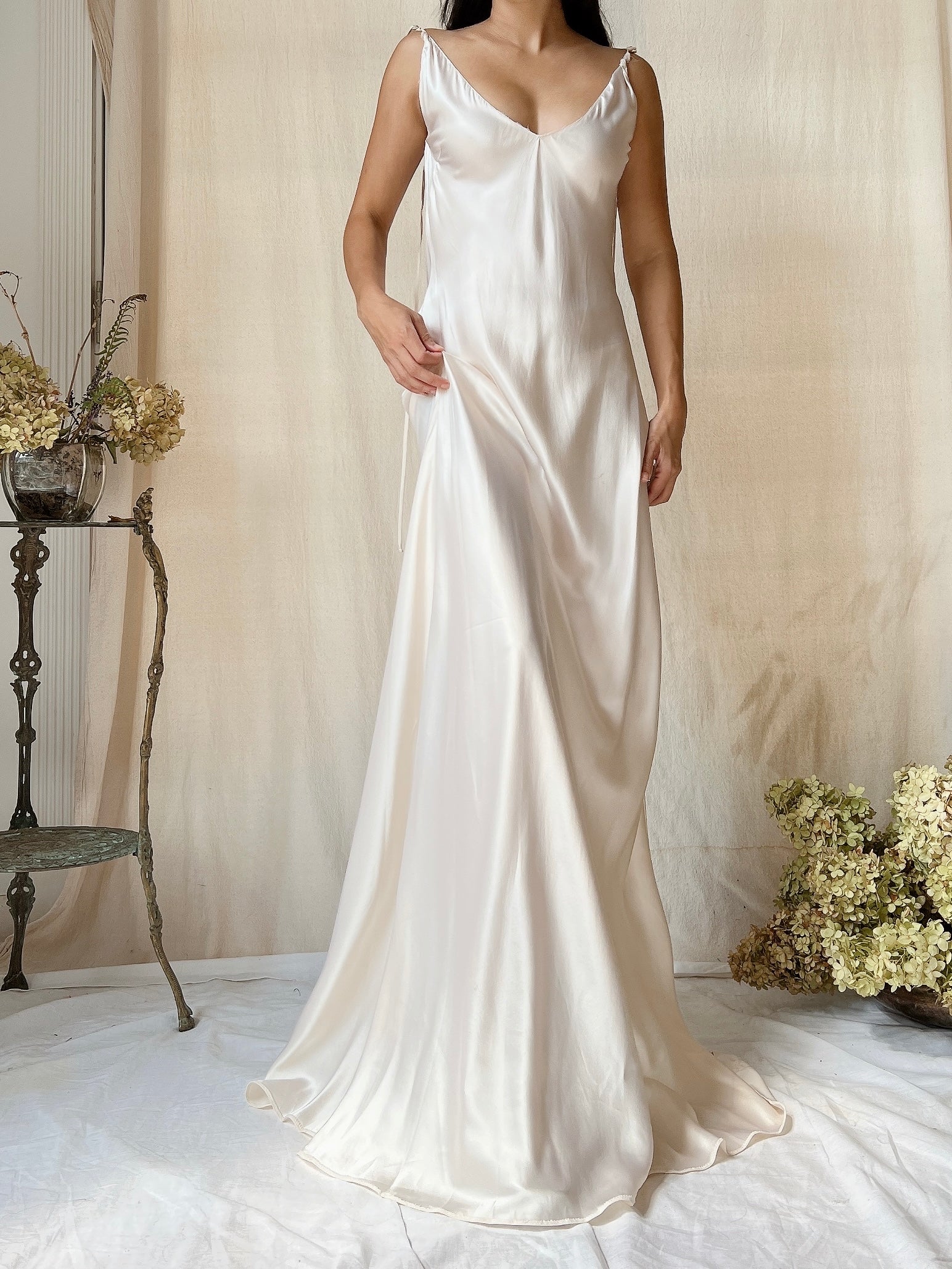 Vintage Silk Bias Slip Gown - M