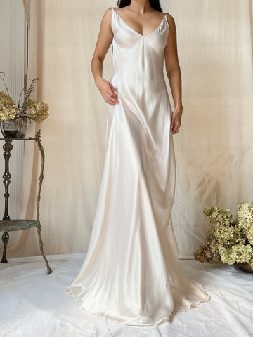 Vintage Silk Bias Slip Gown - M