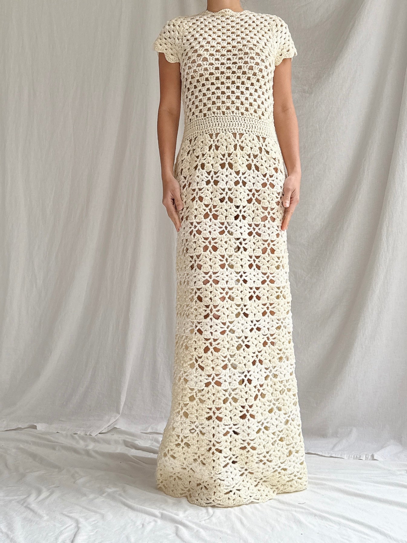 1970s Crochet Dress - S-M