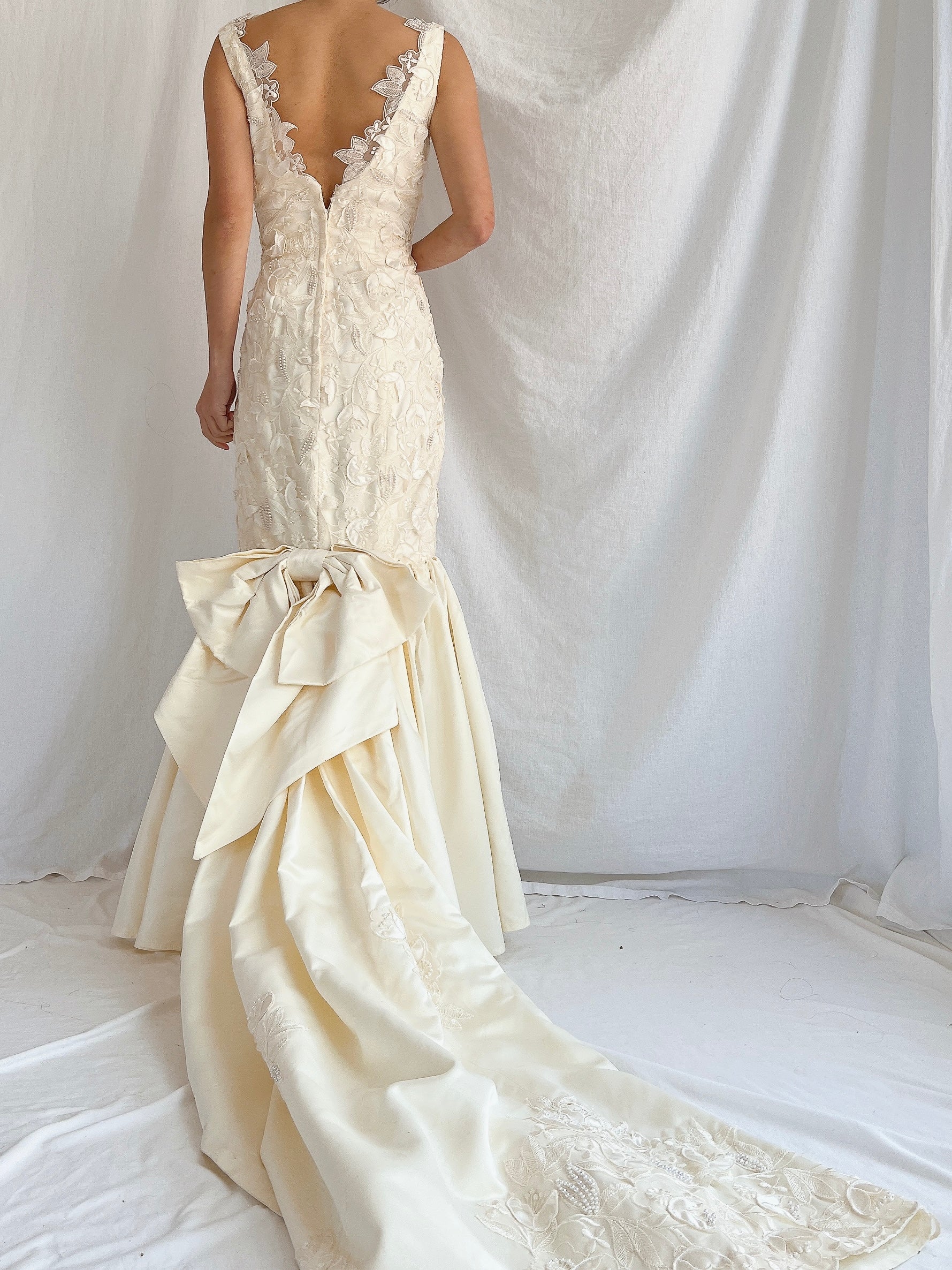 Vintage 3D Cutouts Satin Dress - S