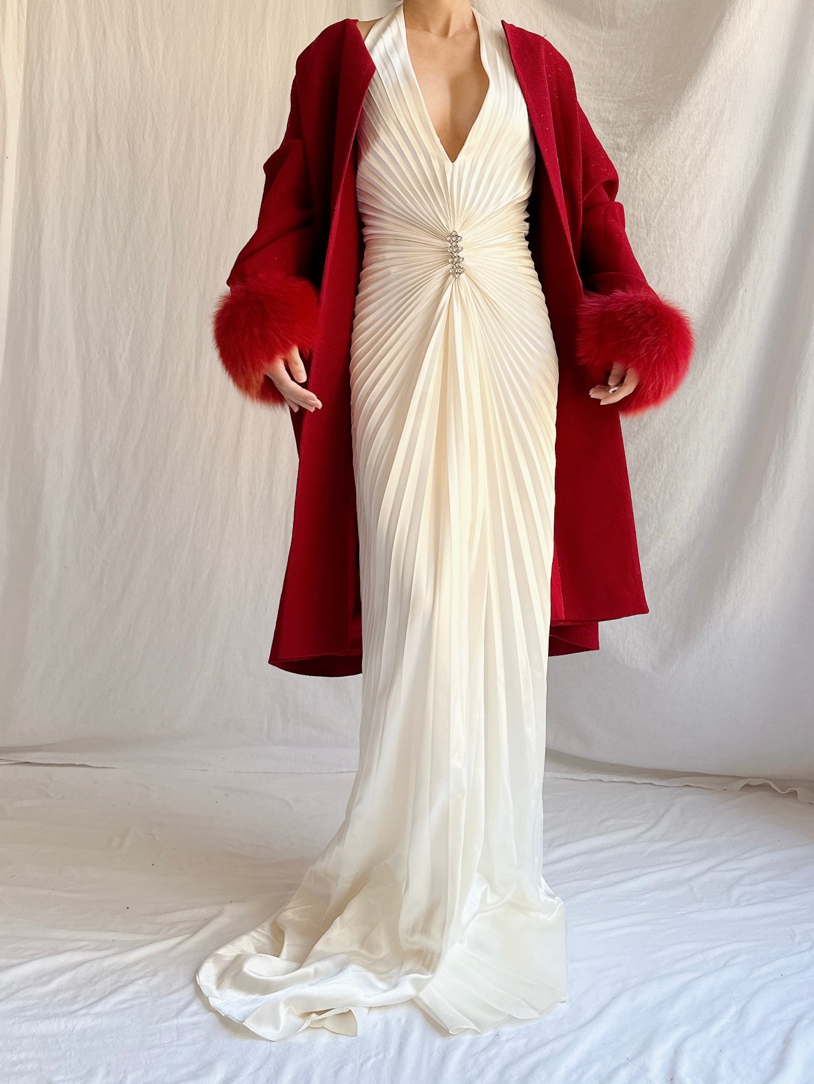 Vintage Wool Fox Fur Coat - M