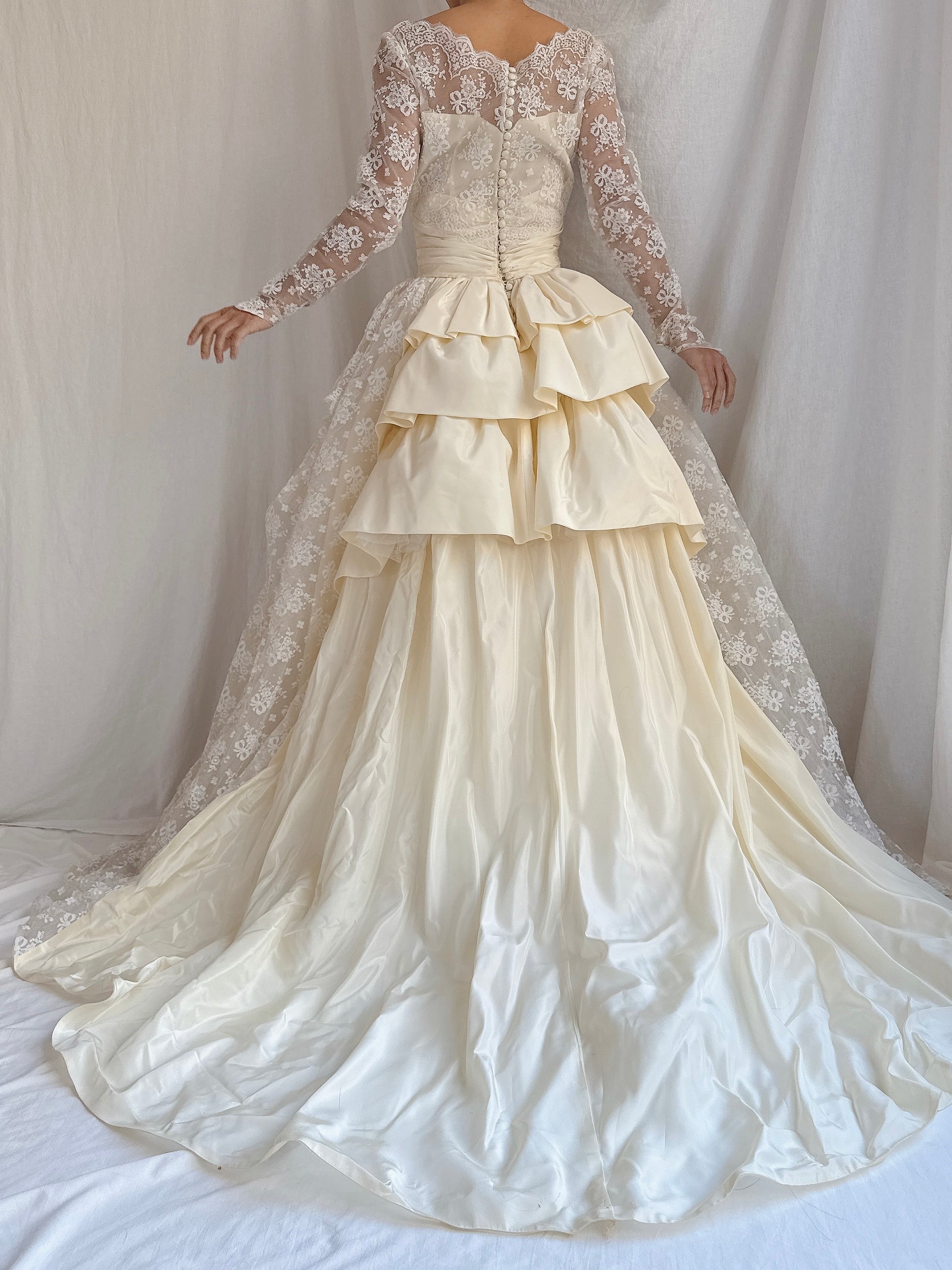 1950s Tulle and Lace Gown - XS