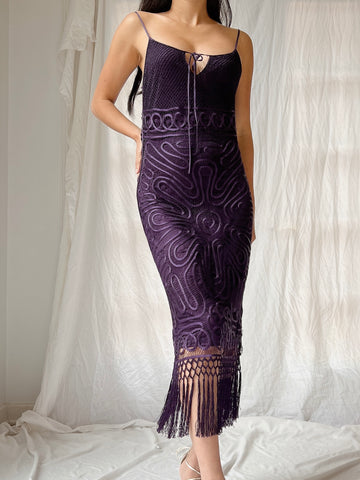 Vintage Silk Crochet Dress - S