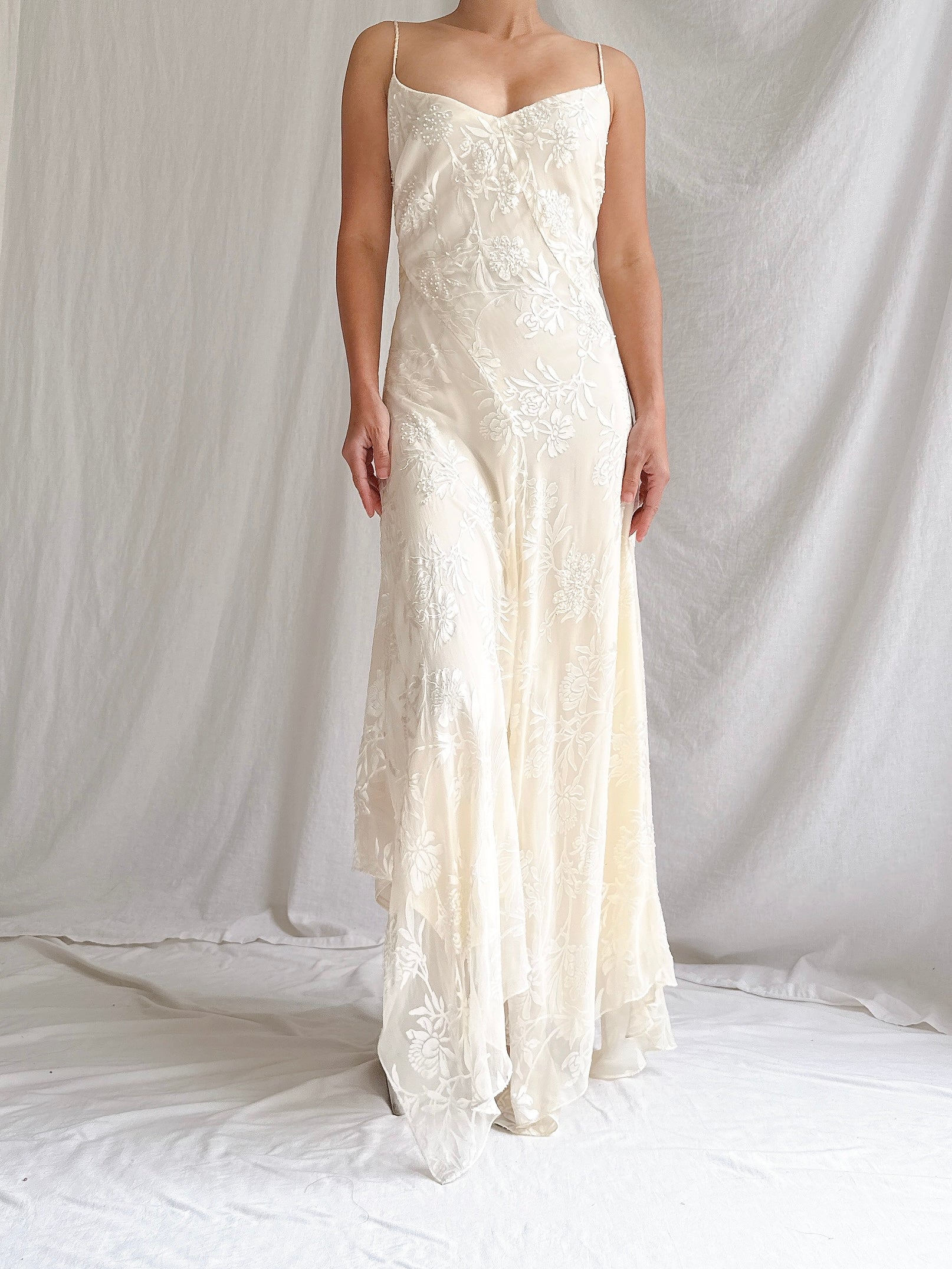 Vintage Silk Devore Bias Dress - M