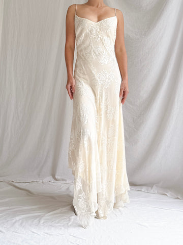 Vintage Silk Devore Bias Dress - M
