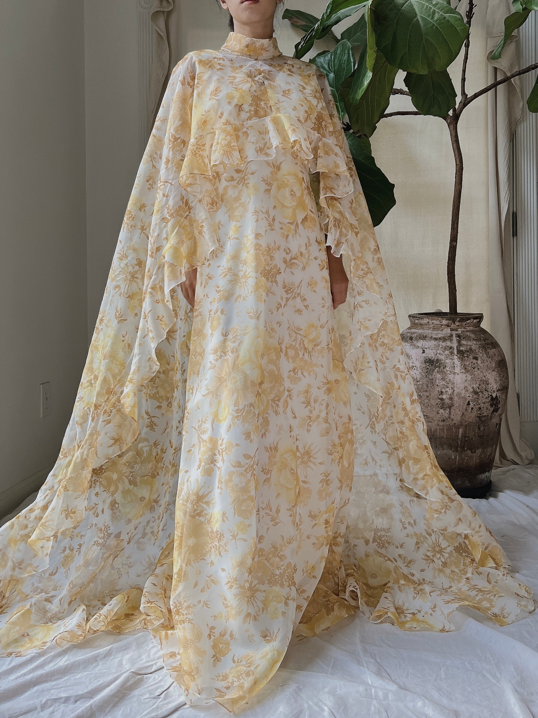 Vintage Voile Cape Dress - S/M