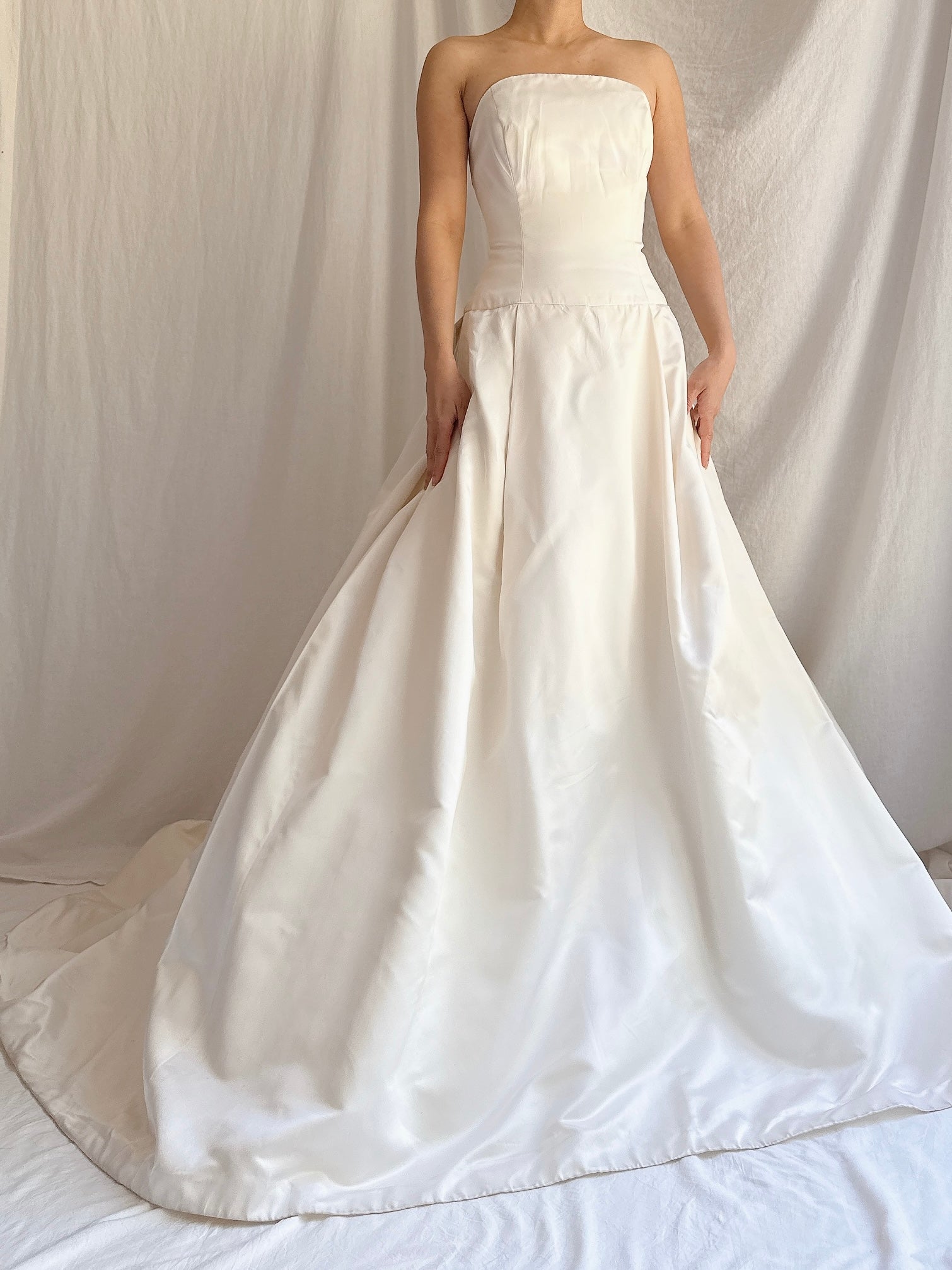 Vintage Silk/Rayon Satin Dropped Waist Gown - S