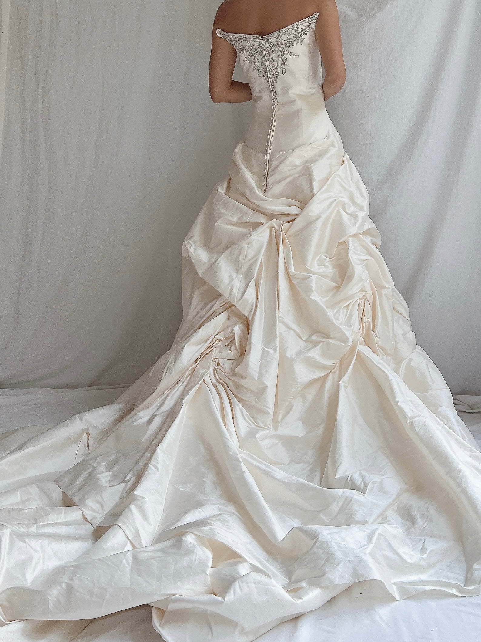 Angelina Faccenda Silk Ruche Gown -  S/6
