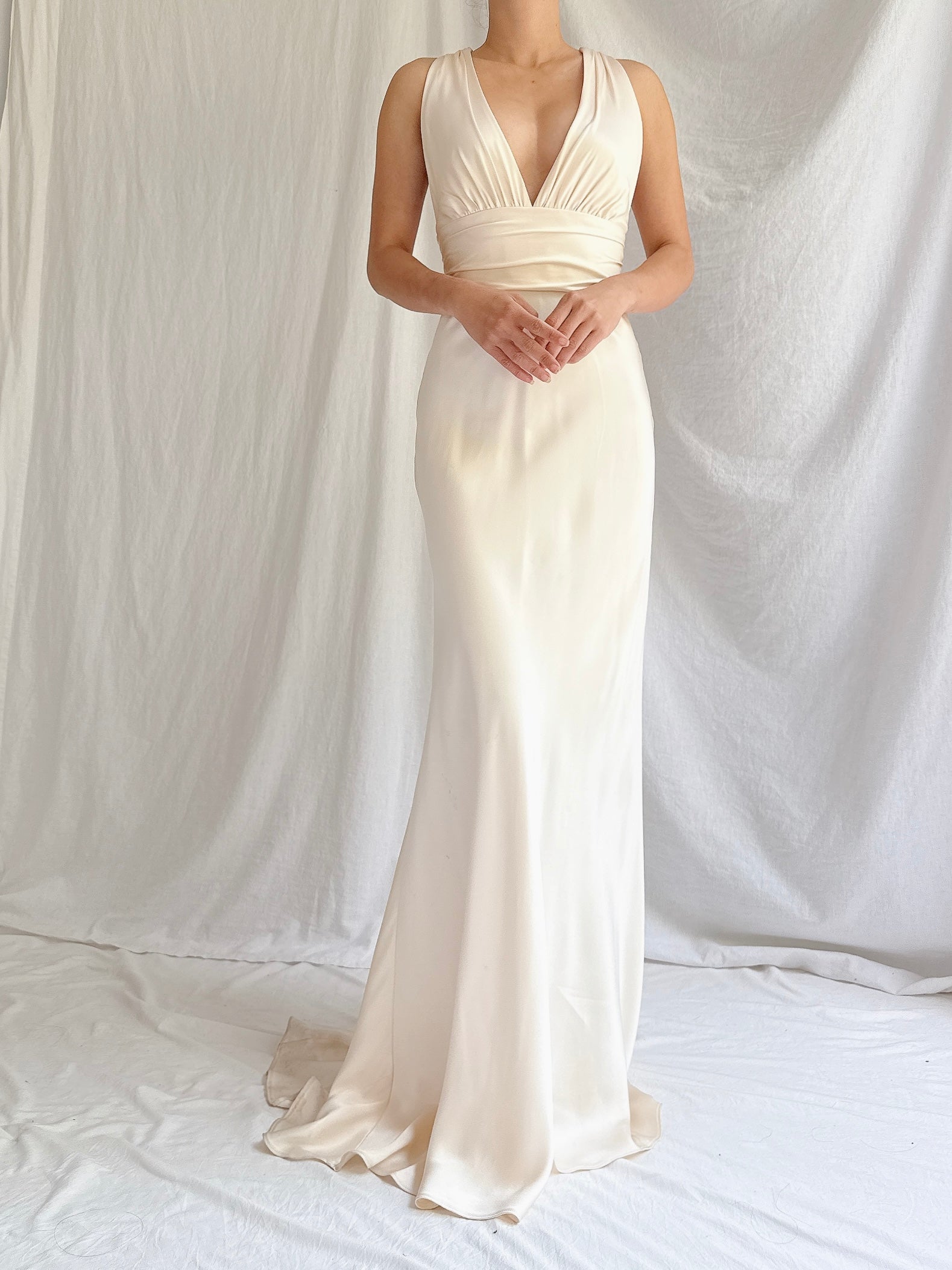 Vintage Silk Plunging Gown - XS/0/2